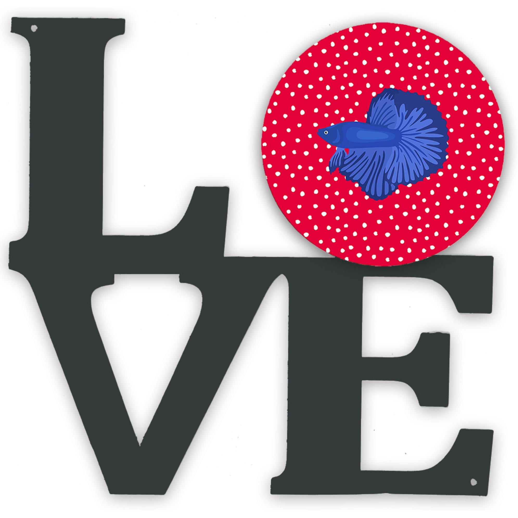 &quotCaroline's Treasures Delta Tail Betta Fish Metal Artwork Love wall-decor, Multicolor"