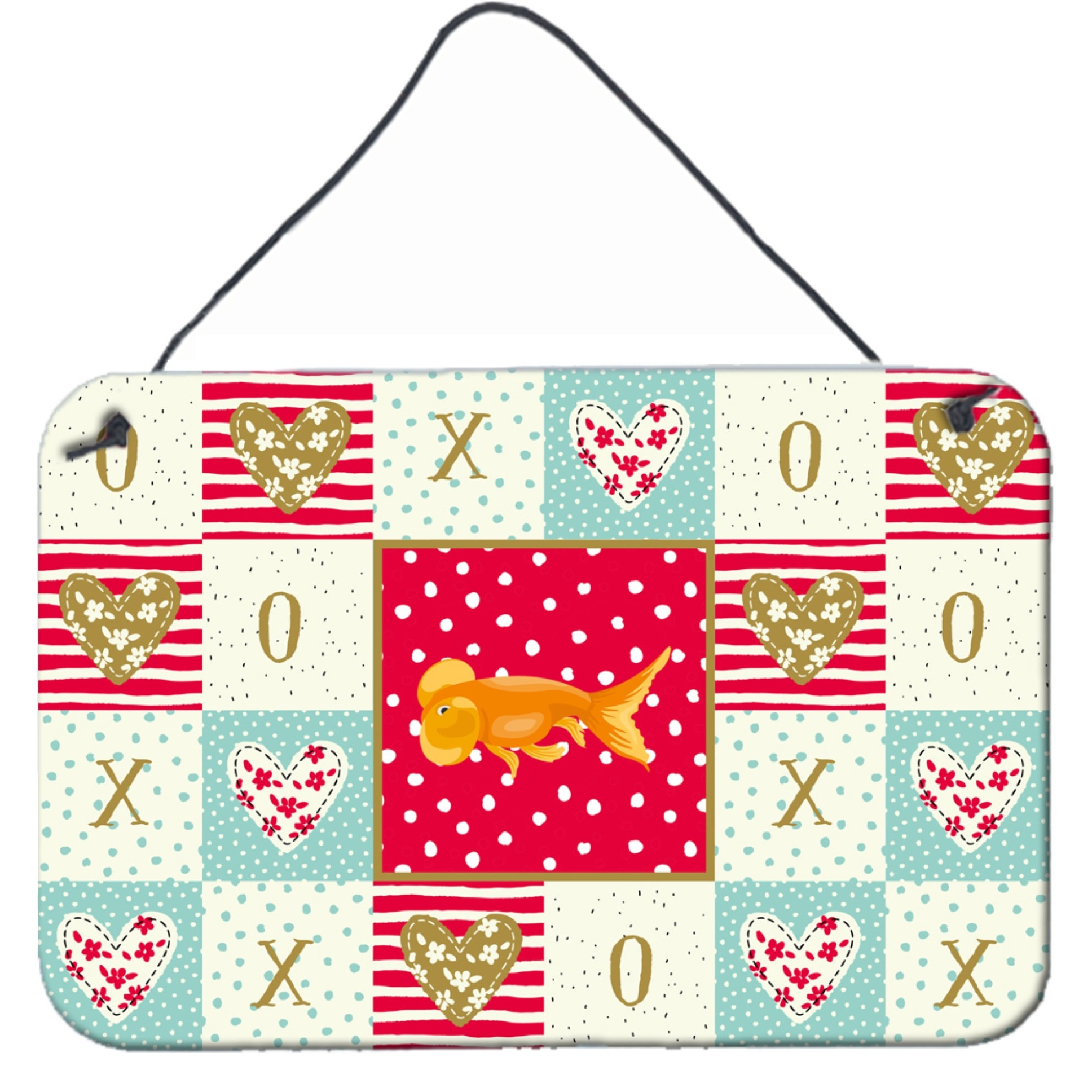 &quotCaroline's Treasures Bubble Eyed Goldfish Love Door Hanging Prints wall-decor, Multicolor"