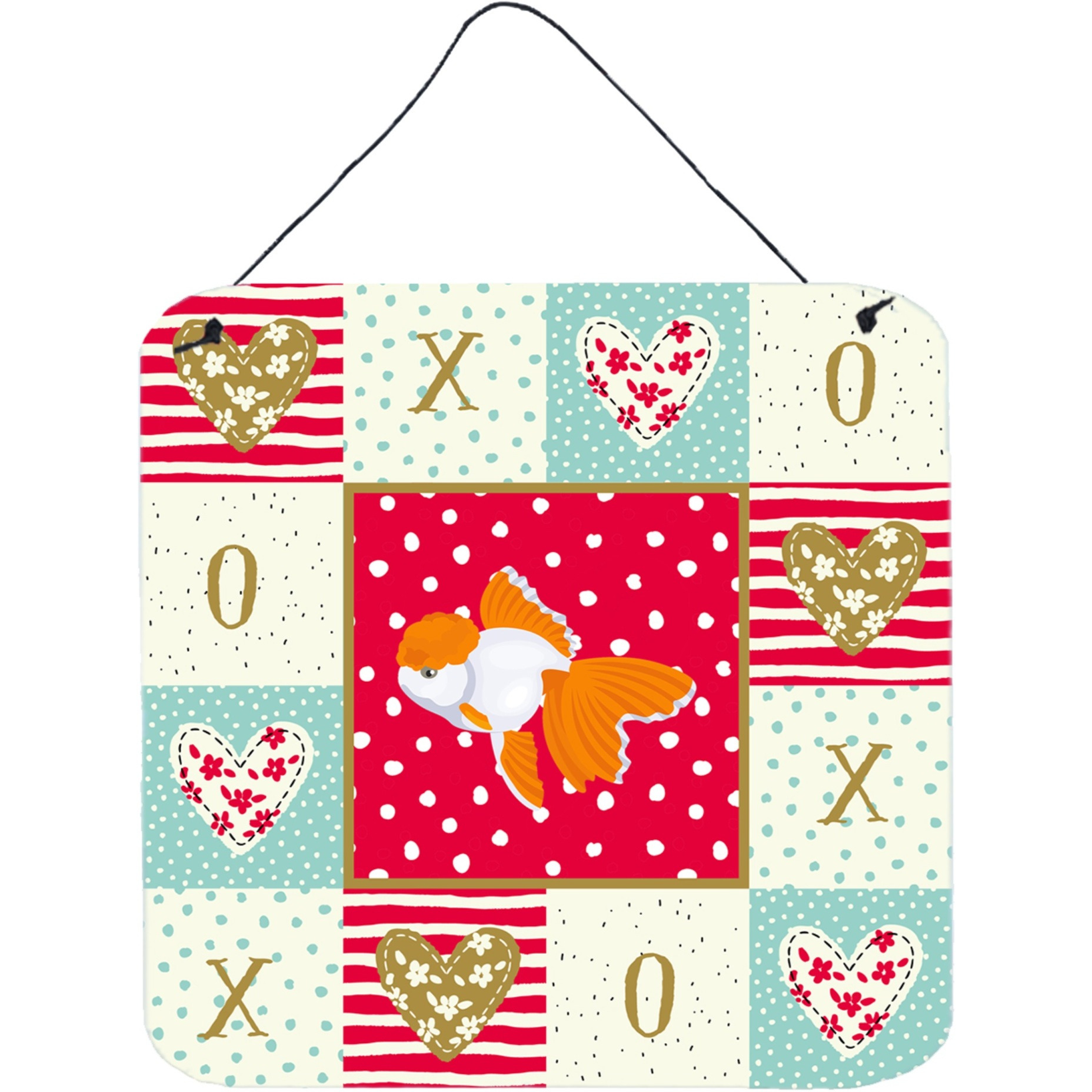 &quotCaroline's Treasures Oranda Red Cap Goldfish Love Door Hanging Prints wall-decor, Multicolor"