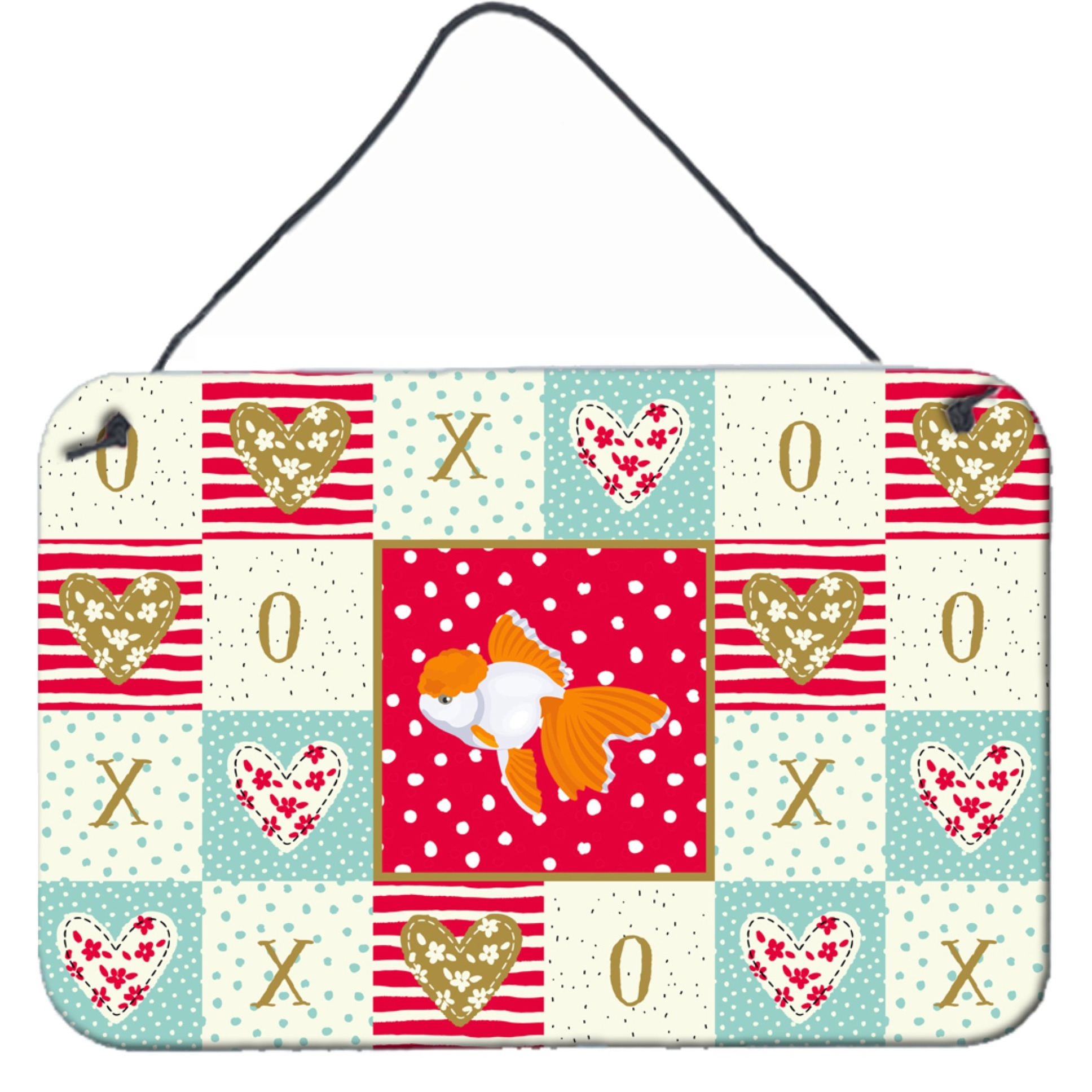 &quotCaroline's Treasures Oranda Red Cap Goldfish Love Door Hanging Prints wall-decor, Multicolor"