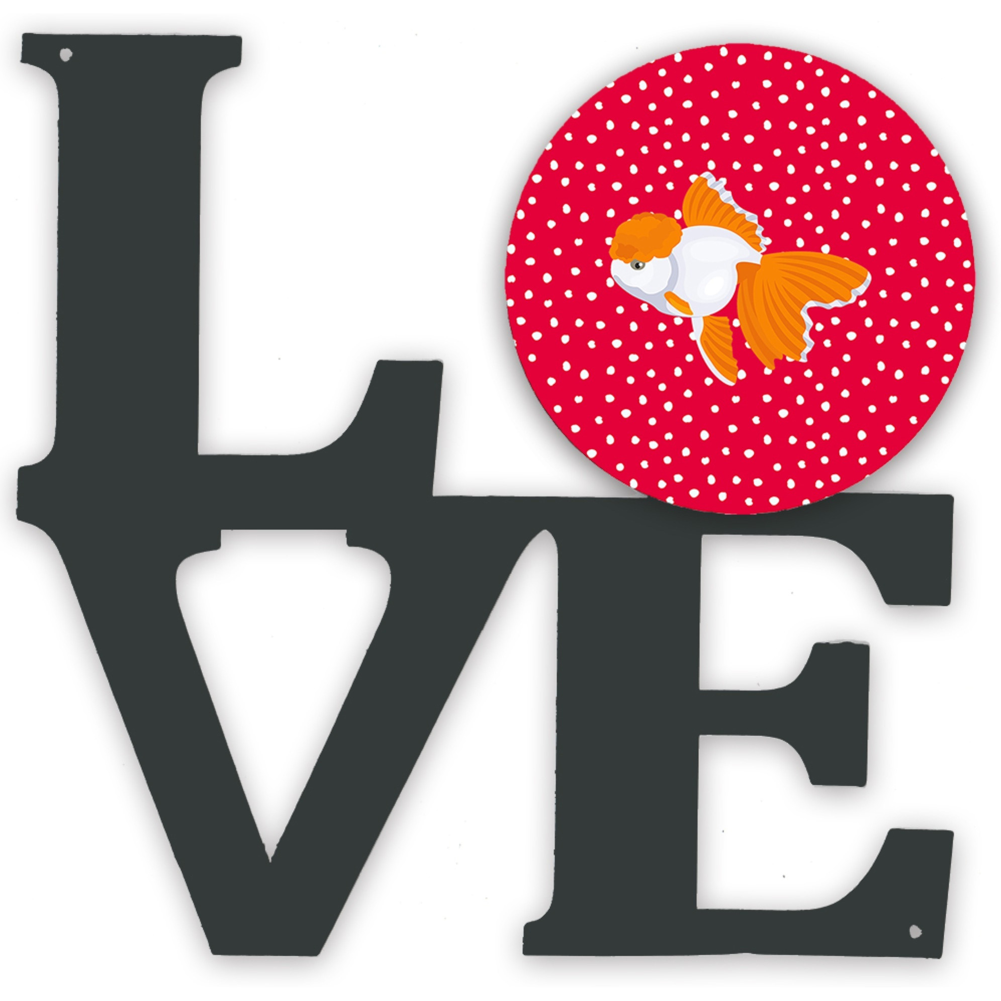 &quotCaroline's Treasures Oranda Red Cap Goldfish Metal Artwork Love wall-decor, Multicolor"