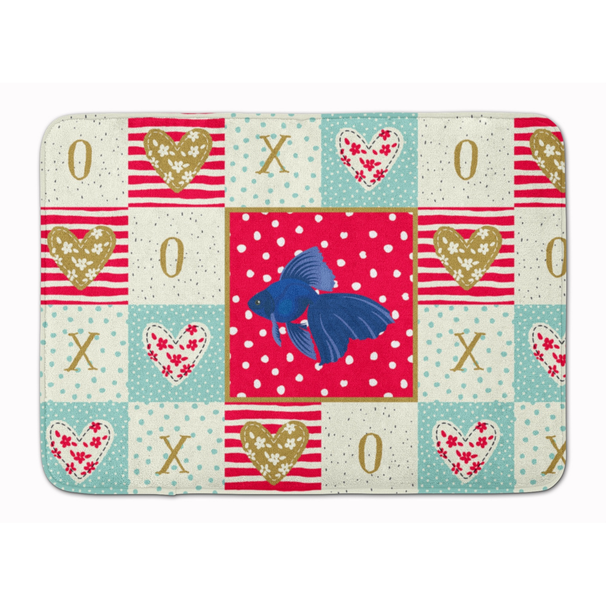 &quotCaroline's Treasures Veiltail Goldfish Love Machine Washable Memory Foam Mat doormats, Multicolor"