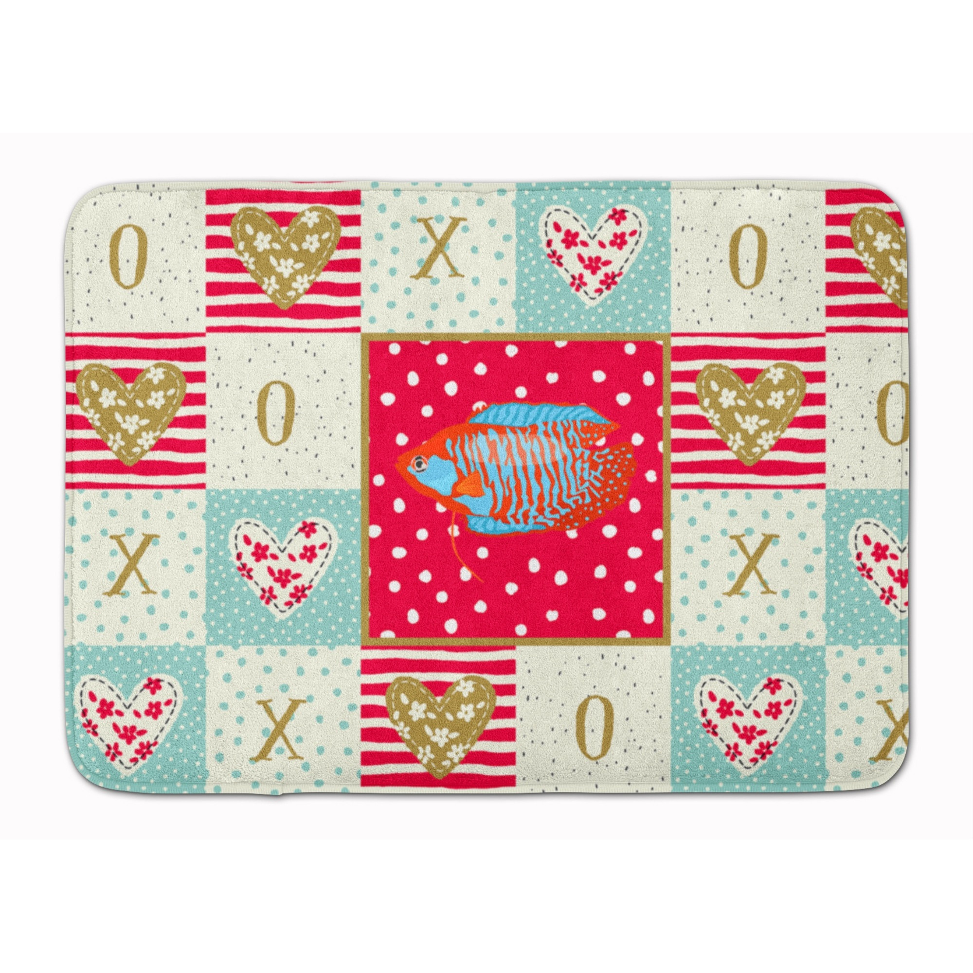&quotCaroline's Treasures Dwarf Gourami Love Machine Washable Memory Foam Mat doormats, Multicolor"
