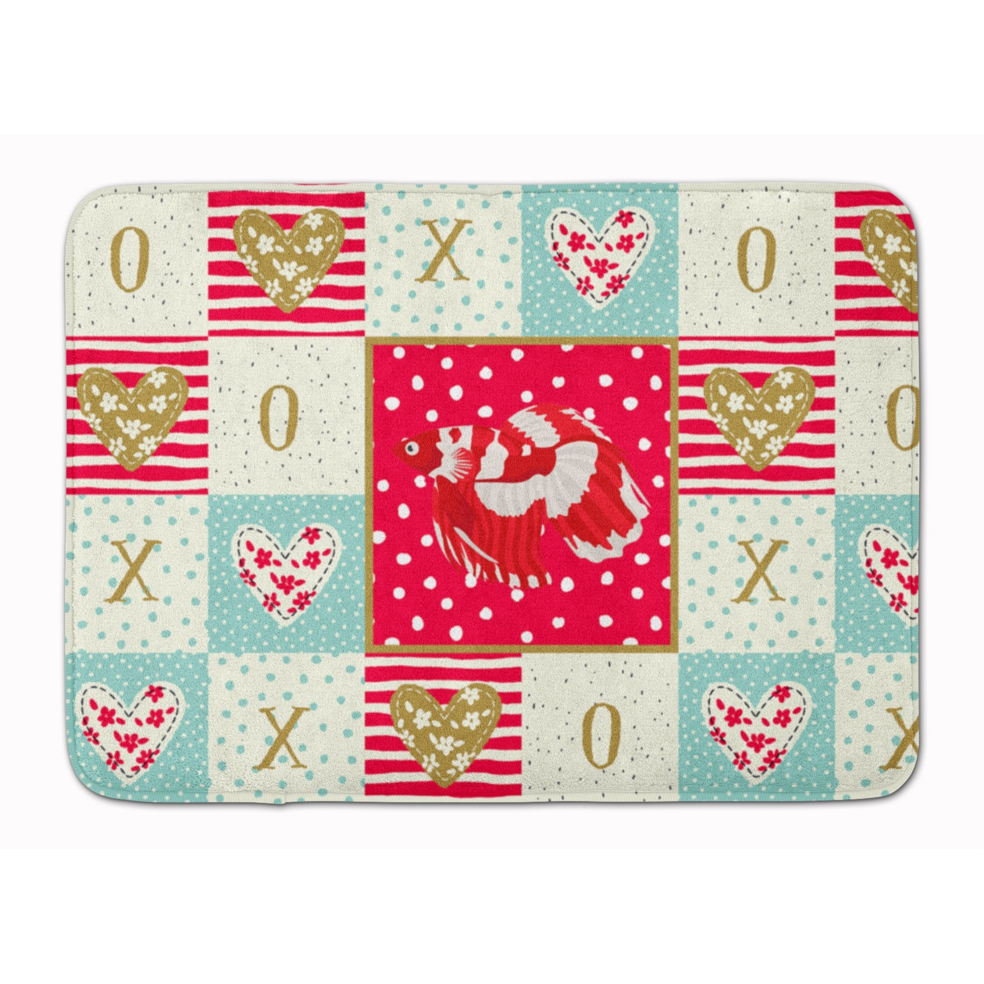 &quotCaroline's Treasures Veil Tail Betta Love Machine Washable Memory Foam Mat doormats, Multicolor"