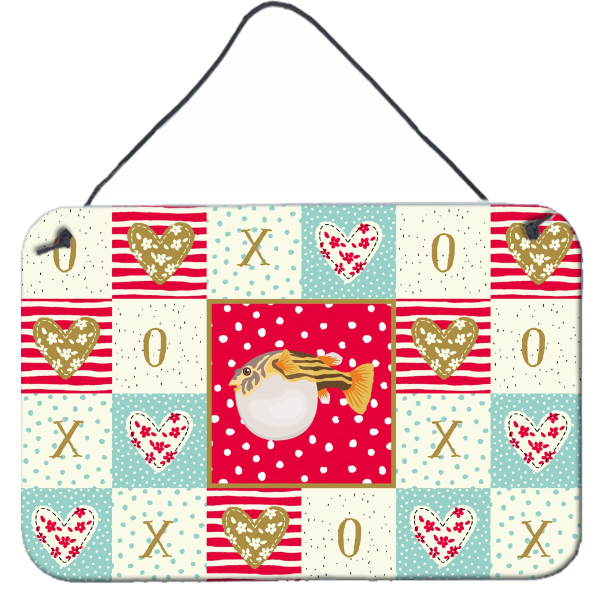 &quotCaroline's Treasures Puffer Fish Love Door Hanging Prints wall-decor, Multicolor"