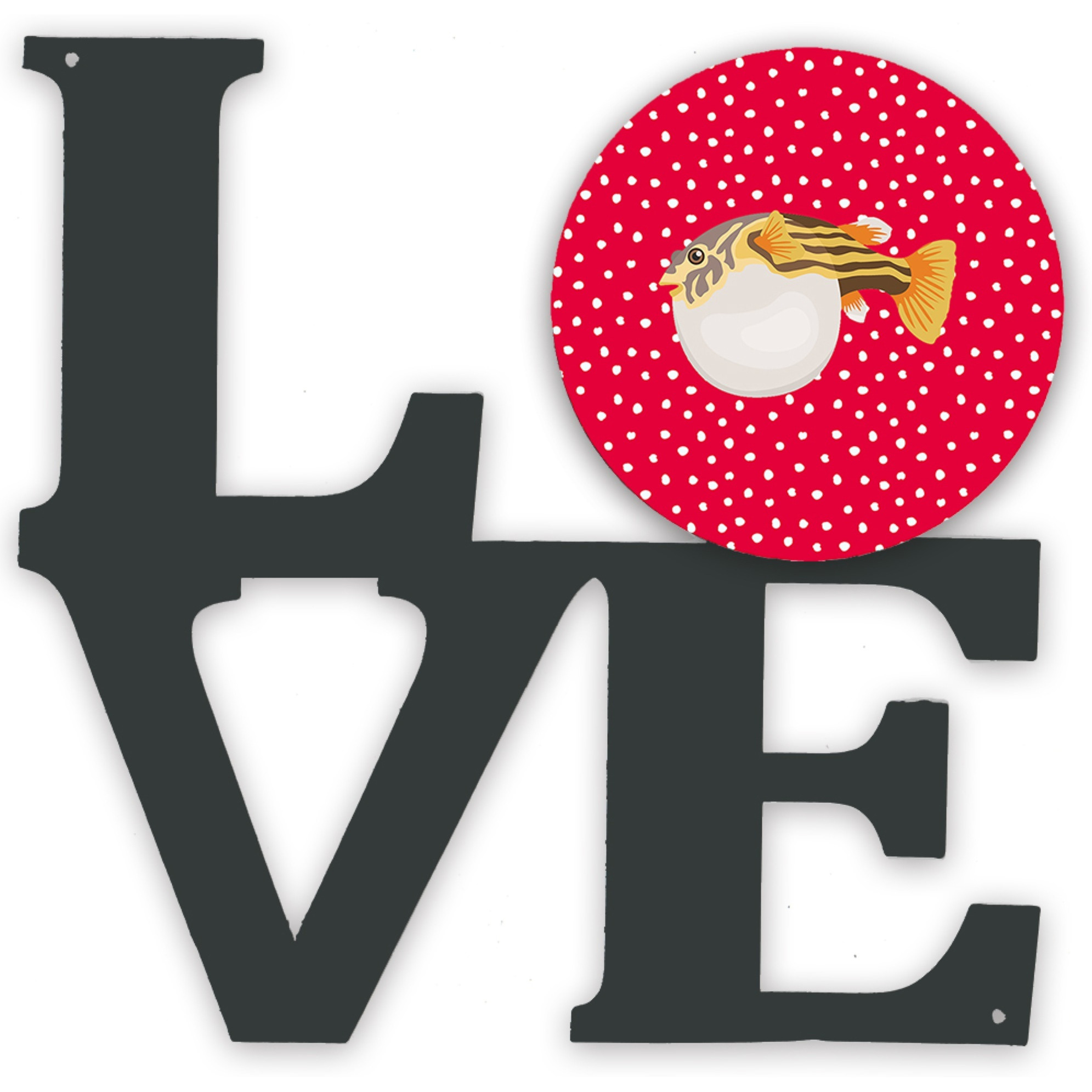 &quotCaroline's Treasures Puffer Fish Metal Artwork Love wall-decor, Multicolor"