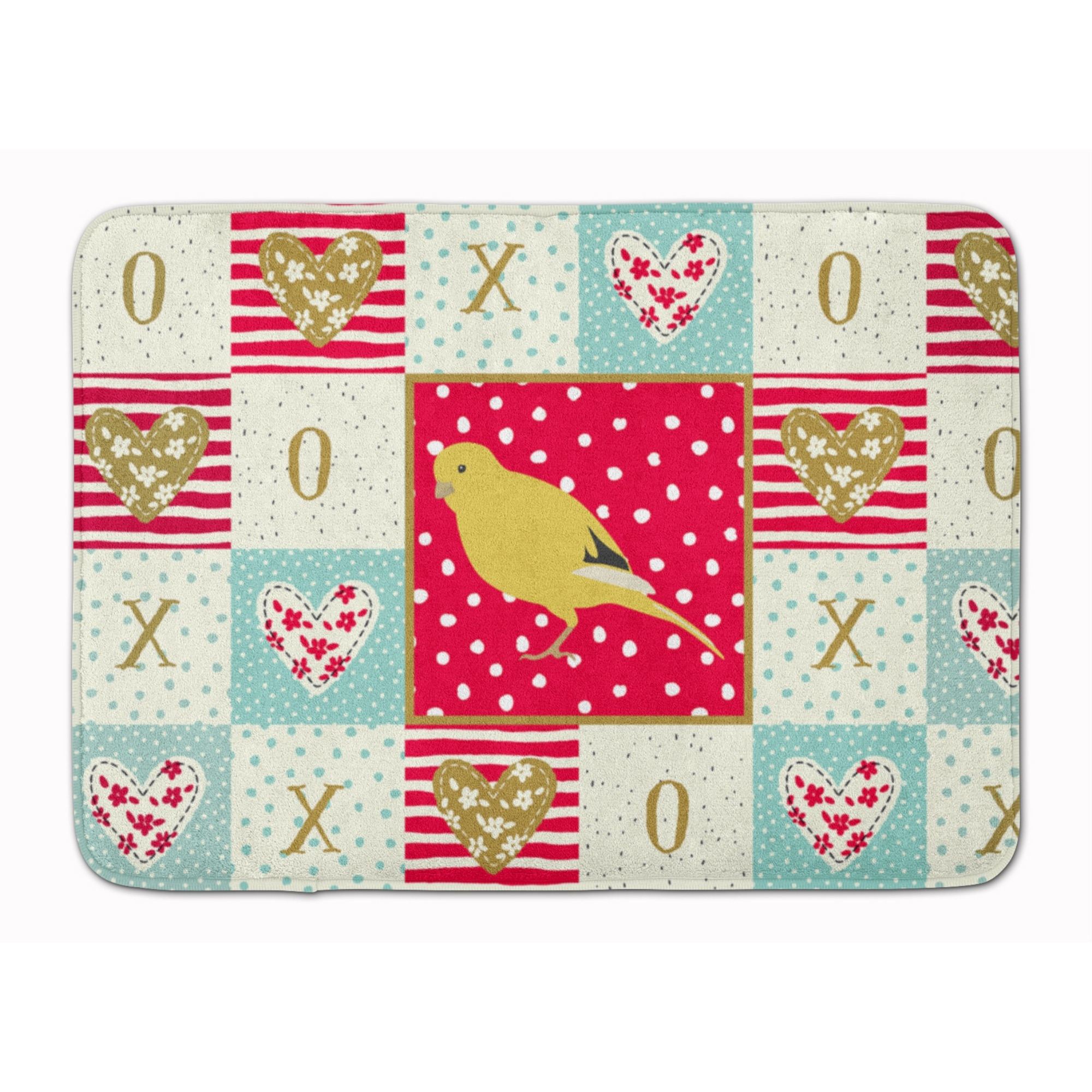 &quotCaroline's Treasures Border Canary Love Machine Washable Memory Foam Mat doormats, Multicolor"
