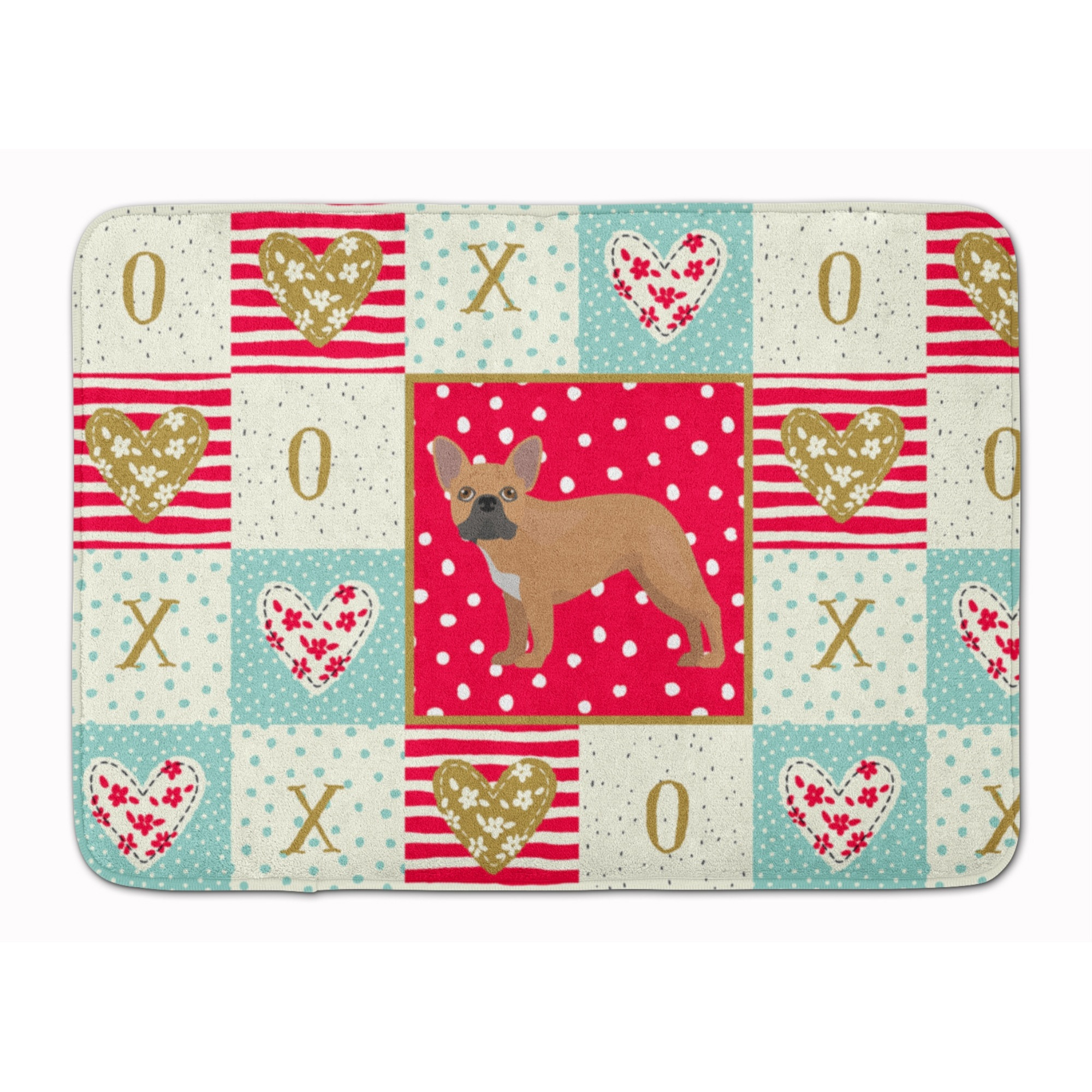 &quotCaroline's Treasures French Bulldog 2 Love Machine Washable Memory Foam Mat doormats, Multicolor"