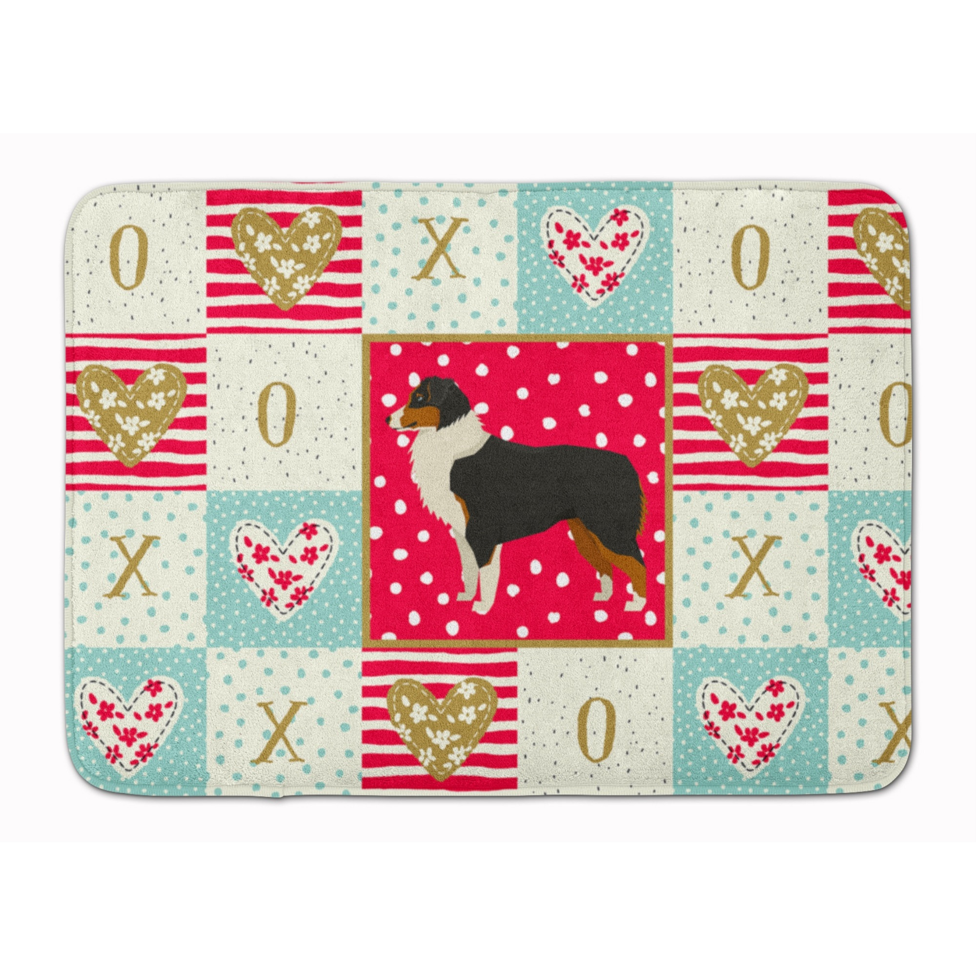 &quotCaroline's Treasures Australian Shepherd Love Machine Washable Memory Foam Mat doormats, Multicolor"