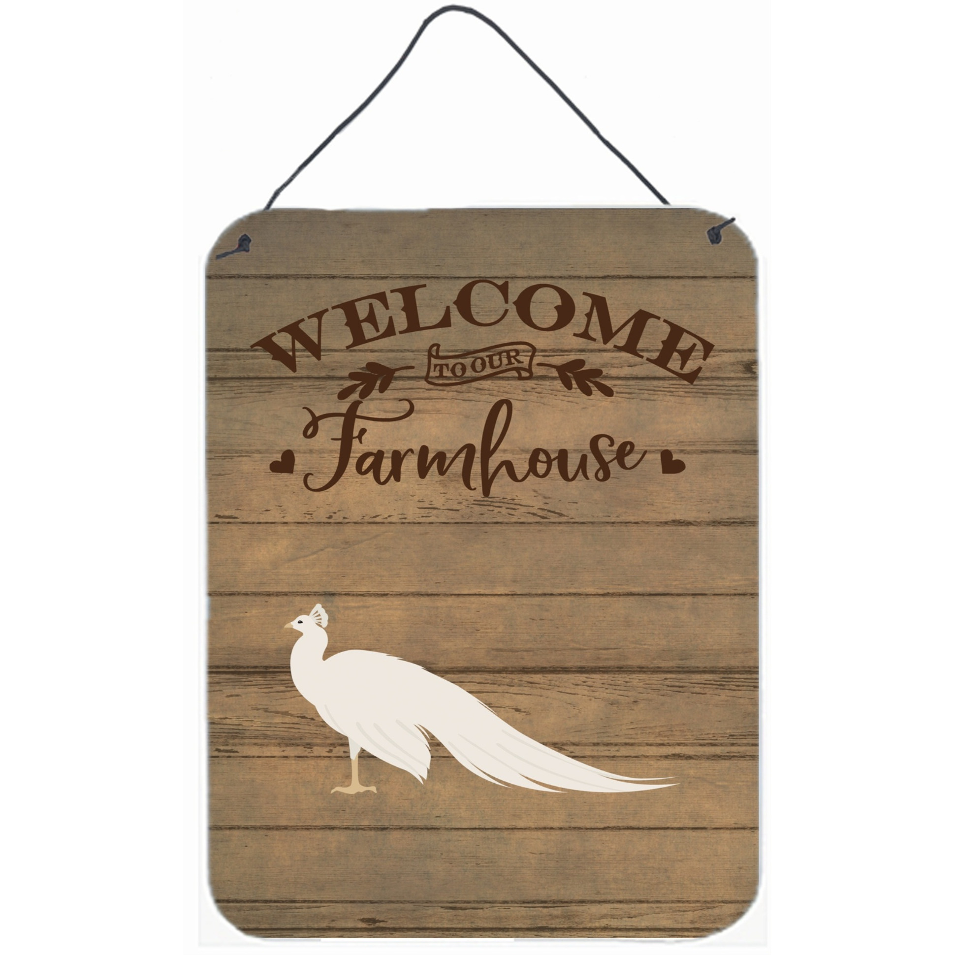 &quotCaroline's Treasures White Peacock Peafowl Welcome Door Hanging Prints wall-decor, Multicolor"