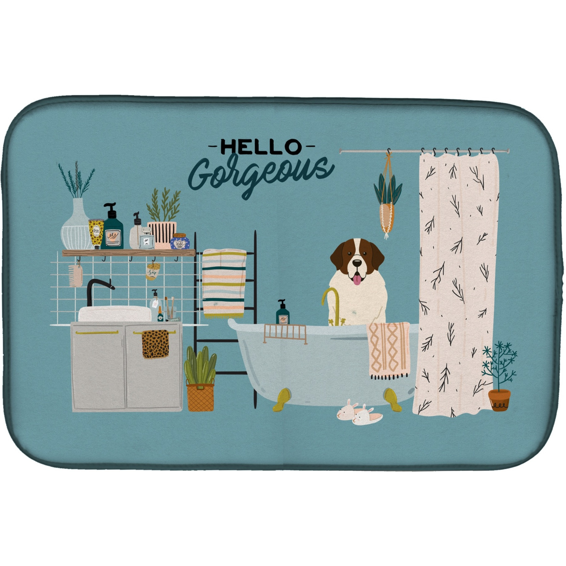 &quotCaroline's Treasures CK7449DDM Moscow Watchdog in Bathtub dish-drying-mats, 14 x 21, Multicolor"