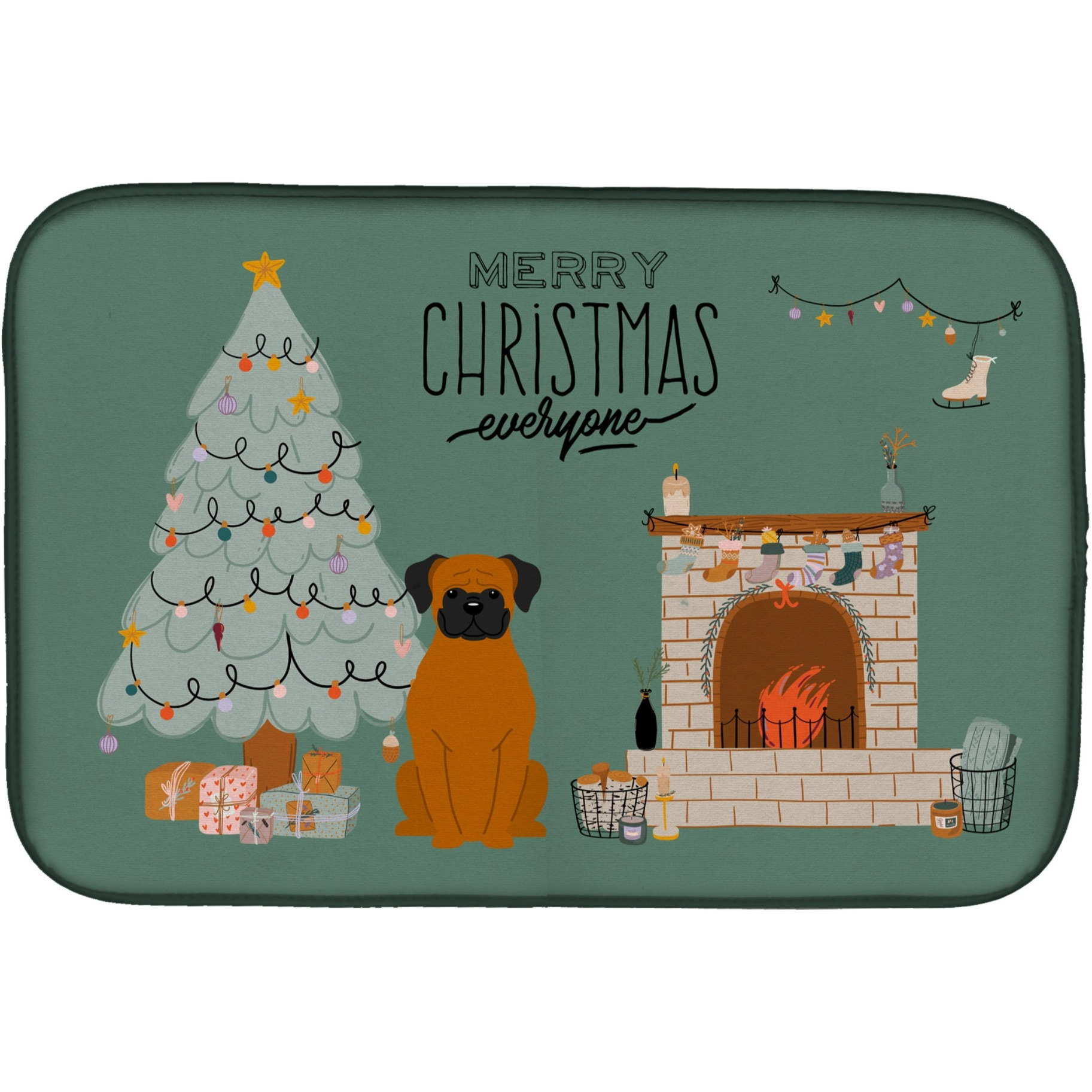 &quotCaroline's Treasures CK7678DDM Fawn Boxer Christmas Everyone dish-drying-mats, 14 x 21, Multicolor"