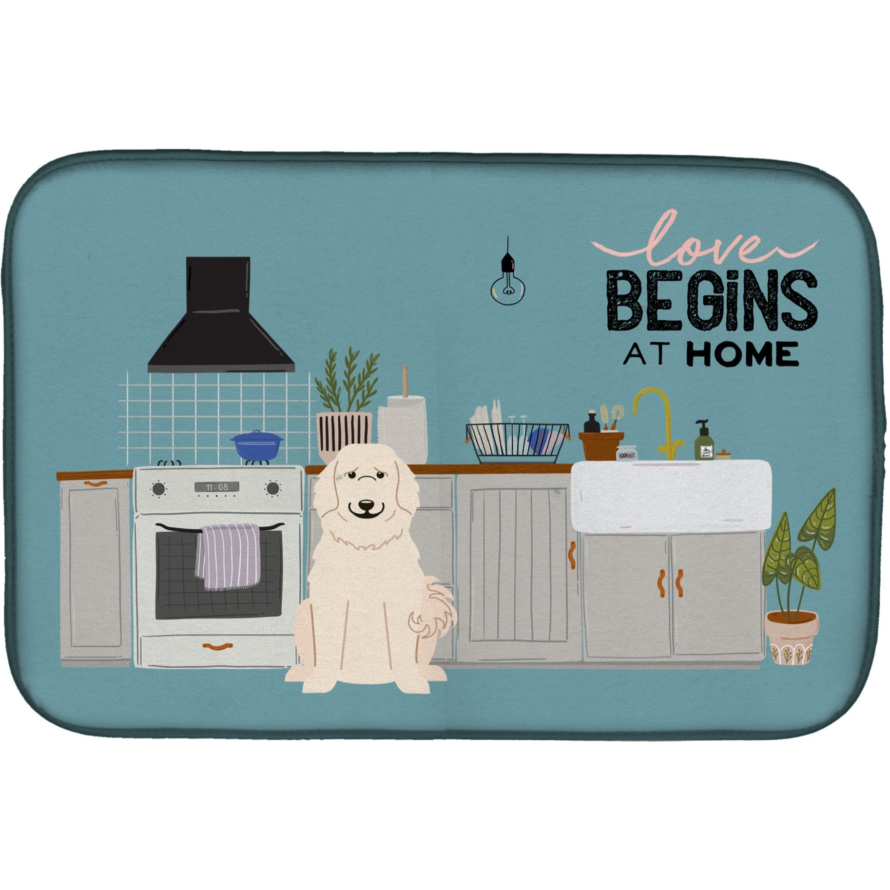 &quotCaroline's Treasures CK7787DDM Pyrenese Kitchen Scene dish-drying-mats, 14 x 21, Multicolor"