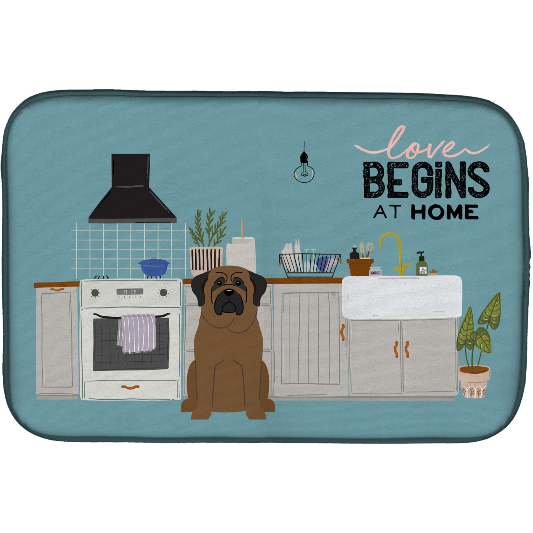 &quotCaroline's Treasures CK7788DDM Bullmastiff Kitchen Scene dish-drying-mats, 14 x 21, Multicolor"