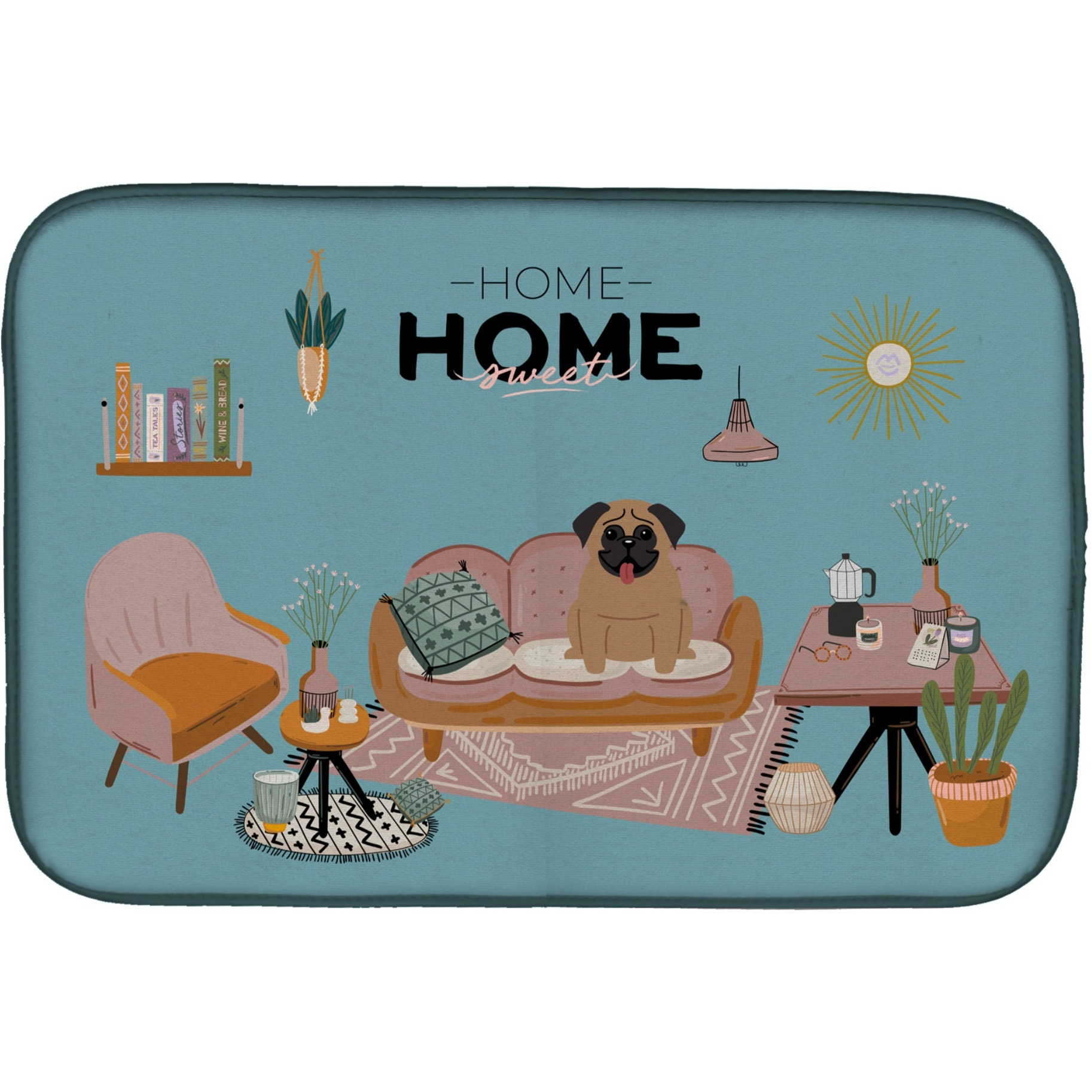 &quotCaroline's Treasures CK7850DDM Brown Pug Sweet Home dish-drying-mats, 14 x 21, Multicolor"
