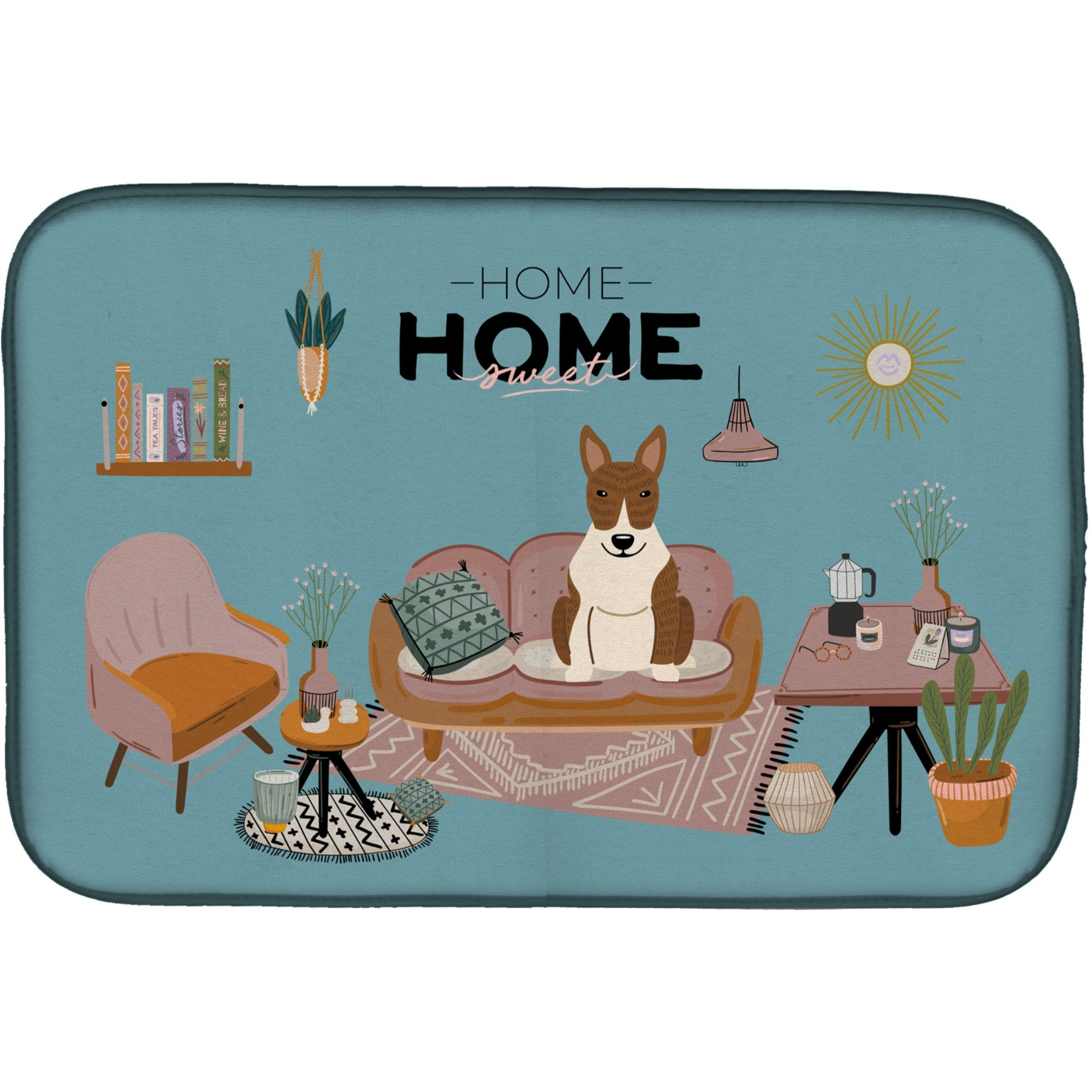 &quotCaroline's Treasures CK7982DDM Brindle Bull Terrier Sweet Home dish-drying-mats, 14 x 21, Multicolor"