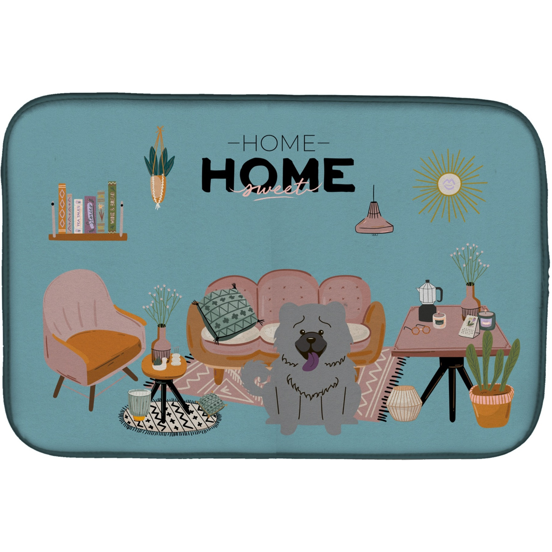 &quotCaroline's Treasures CK7984DDM Blue Chow Sweet Home dish-drying-mats, 14 x 21, Multicolor"