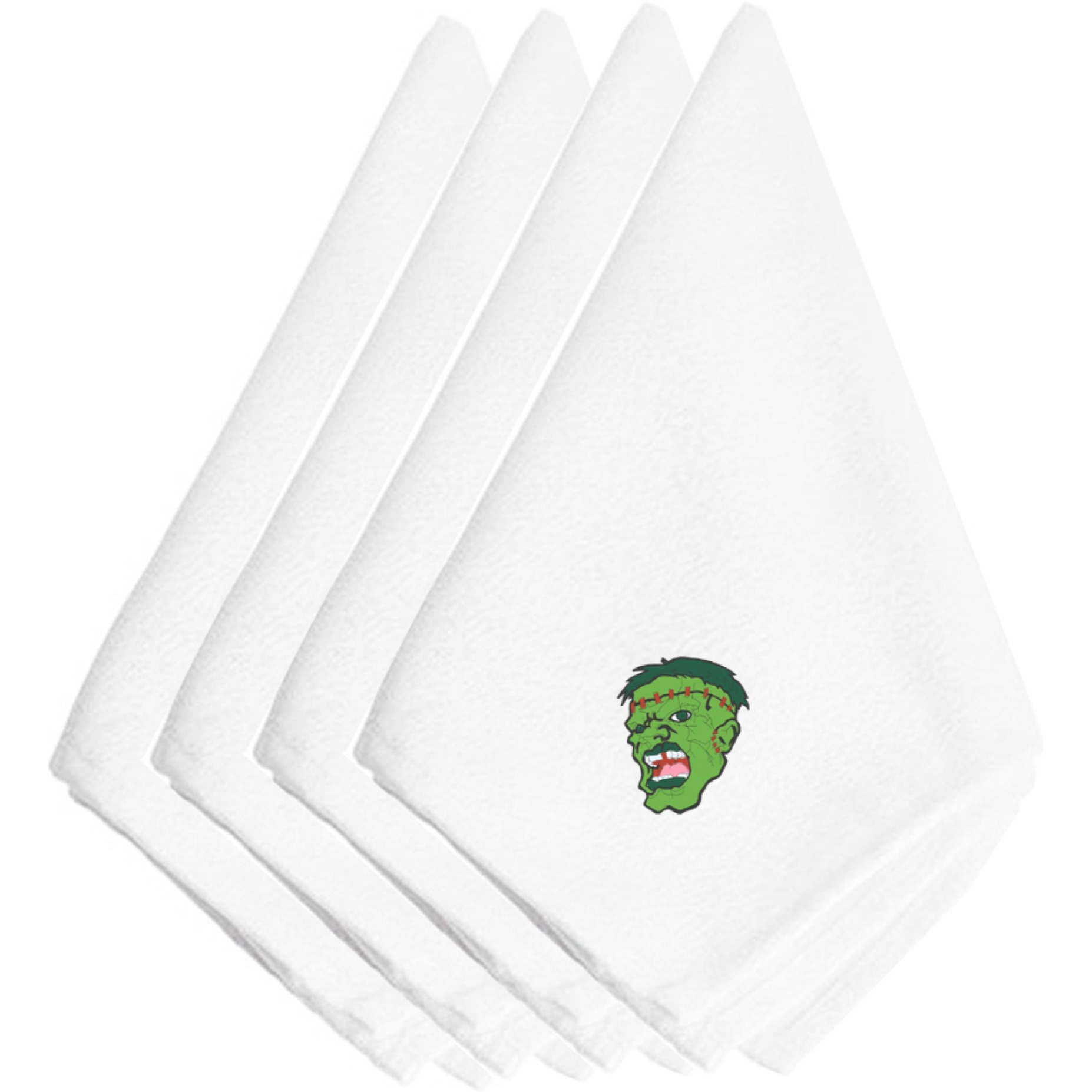 &quotCaroline's Treasures EMAI0007NPKE Halloween Frankenstein Face Embroidered Napkins (Set of 4), 20"", Multicolor"