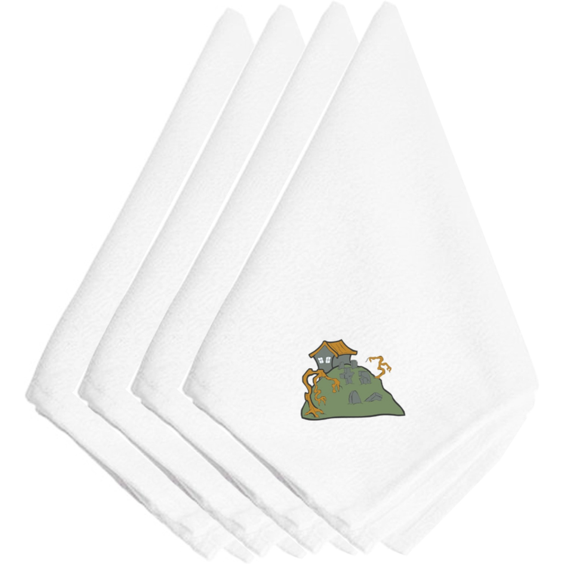 &quotCaroline's Treasures EMAI0008NPKE Halloween Graveyard Embroidered Napkins (Set of 4), 20"", Multicolor"