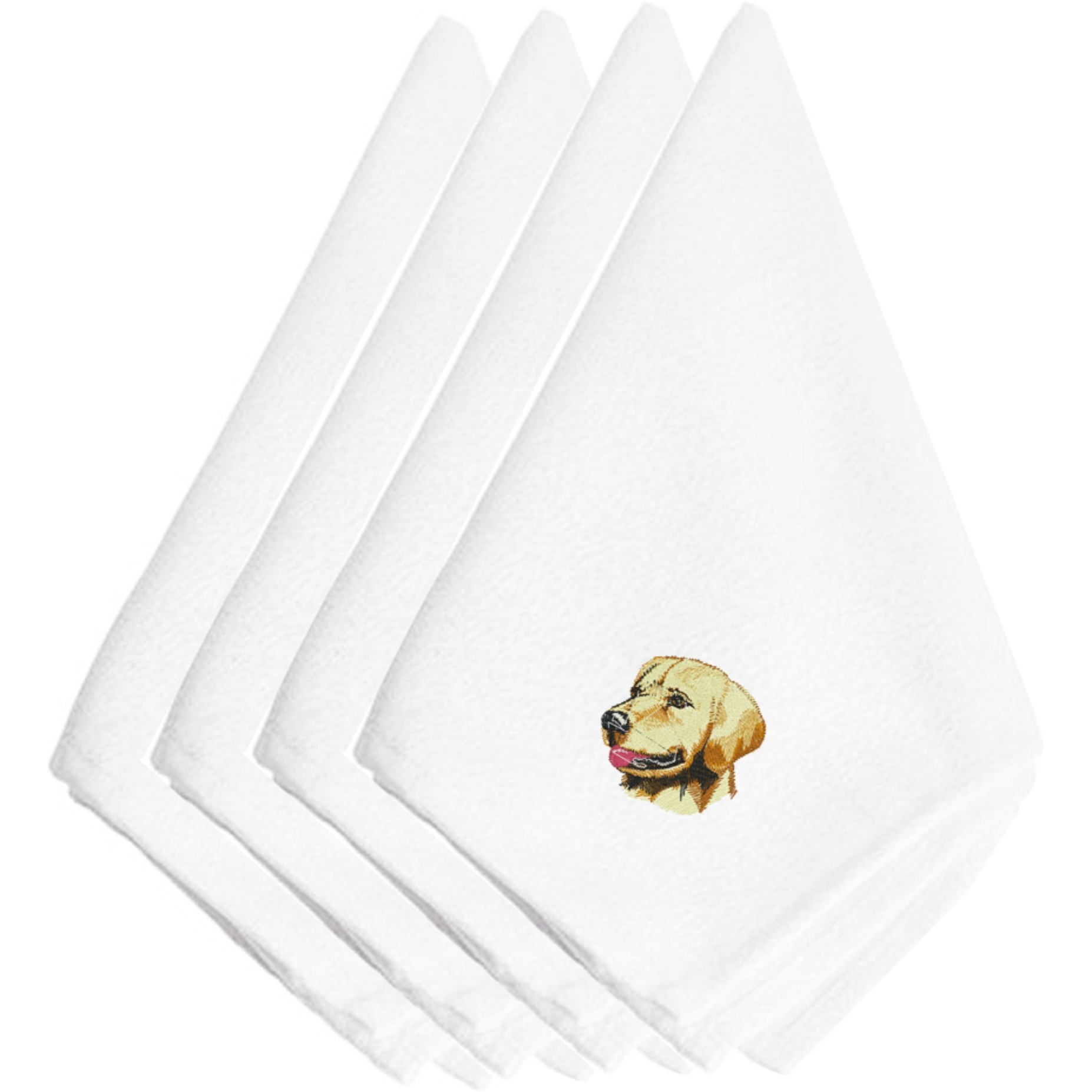 &quotCaroline's Treasures EMBT1742NPKE Yellow Labrador Embroidered Napkins (Set of 4), 20"", Multicolor"
