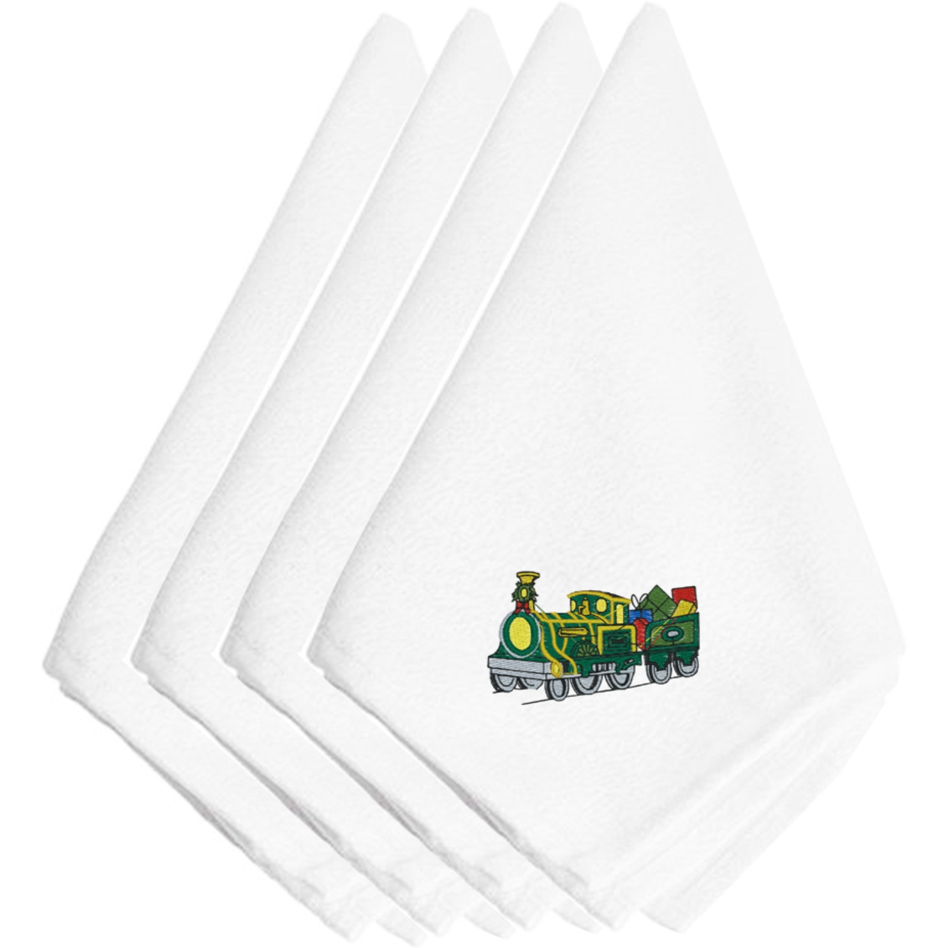 &quotCaroline's Treasures EMBT2428NPKE Christmas Train with Presents Embroidered Napkins (Set of 4), 20"", Multicolor"