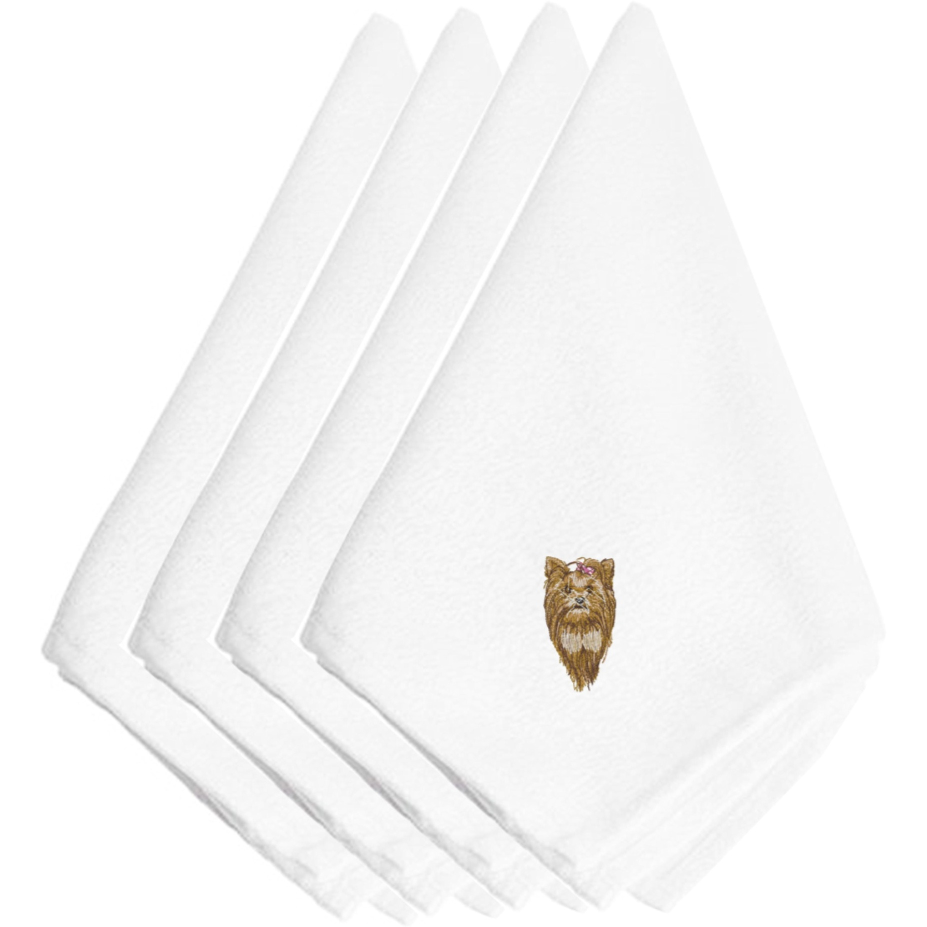 &quotCaroline's Treasures EMBT2512NPKE Yorkie Embroidered Napkins (Set of 4), 20"", Multicolor"