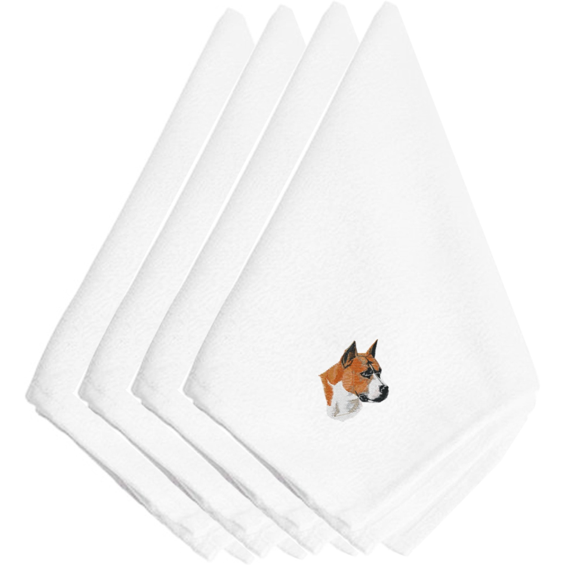 &quotCaroline's Treasures EMBT2642NPKE Staffordshire Bull Terrier Embroidered Napkins (Set of 4), 20"", Multicolor"