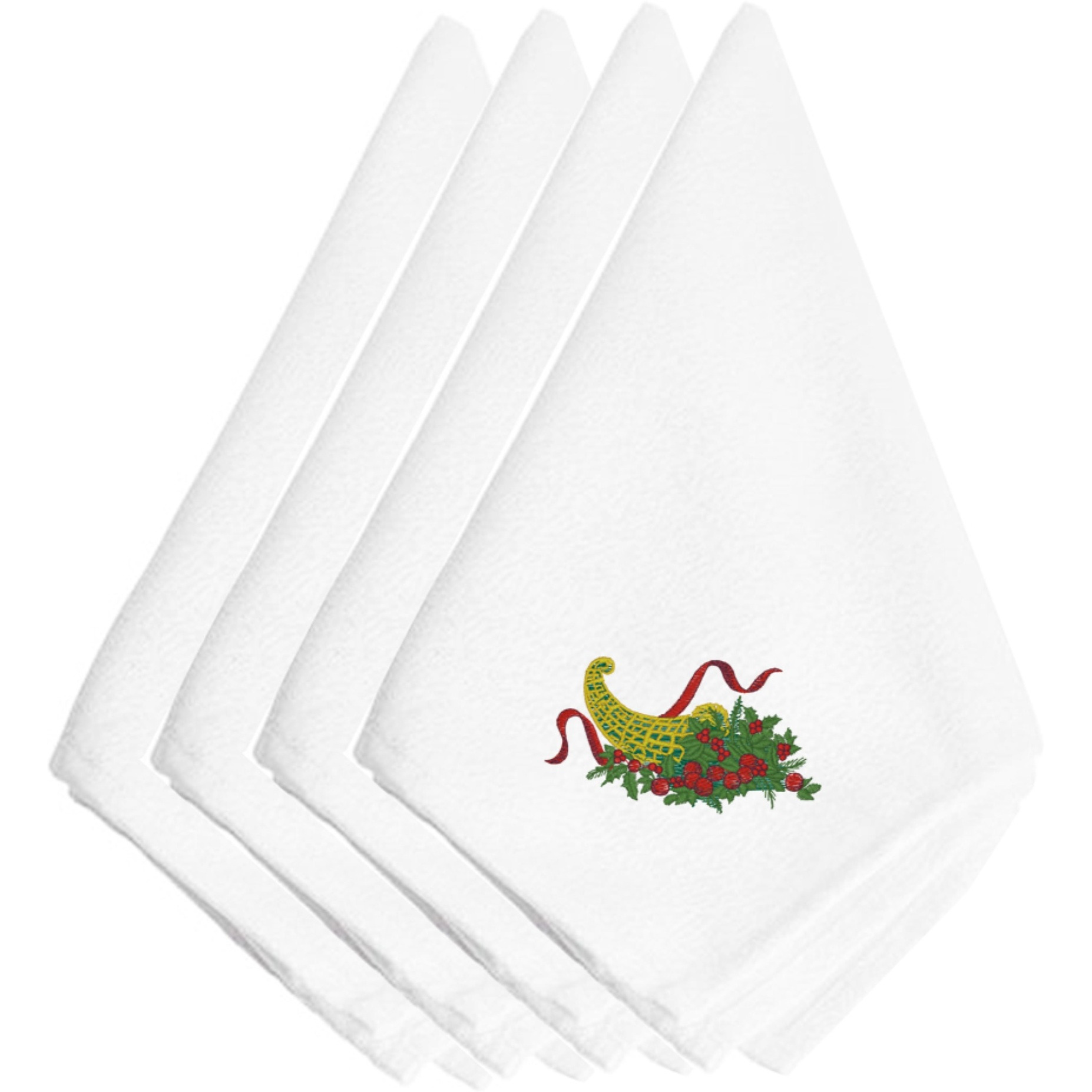 &quotCaroline's Treasures EMBT2977NPKE Christmas Bounty Embroidered Napkins (Set of 4), 20"", Multicolor"