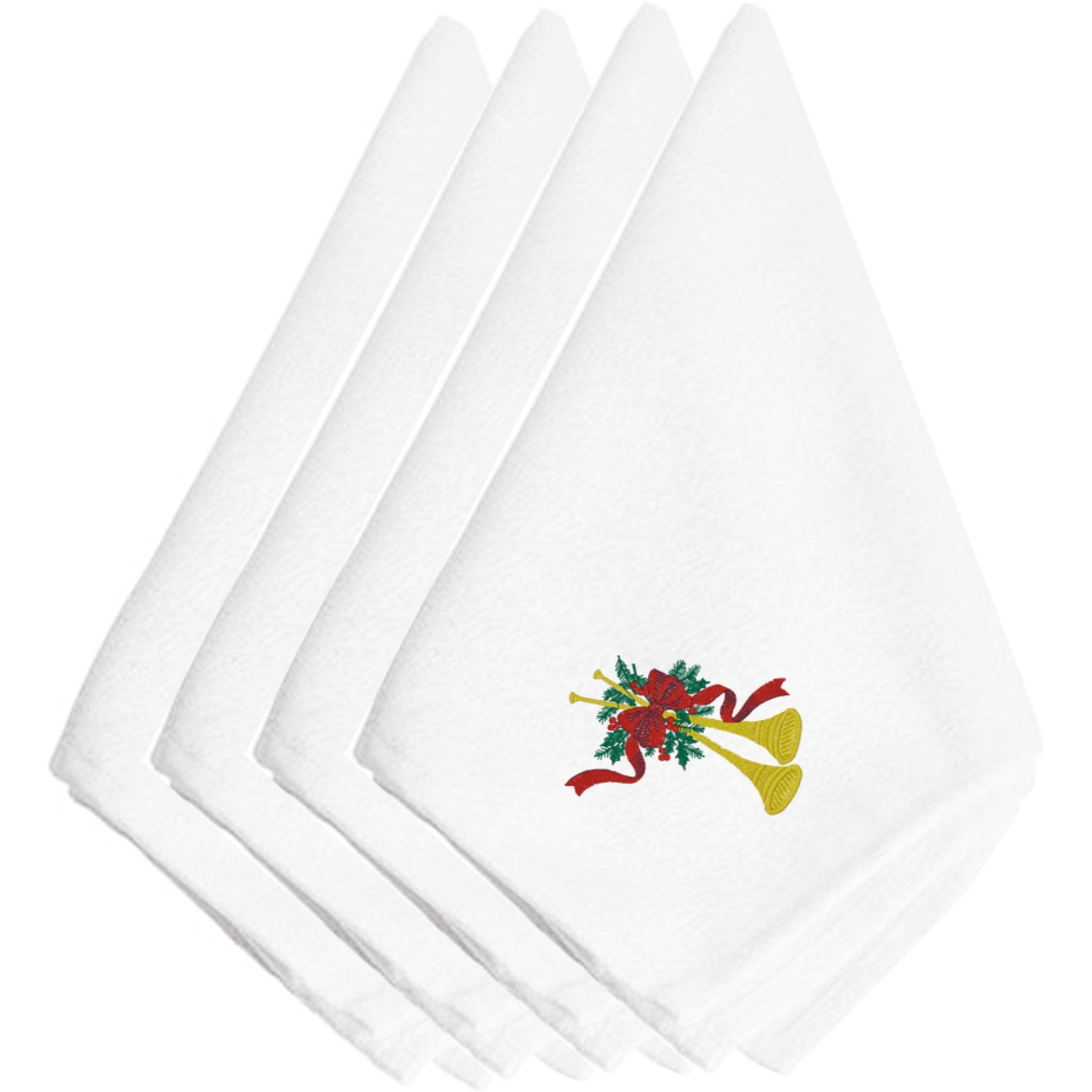 &quotCaroline's Treasures EMBT2980NPKE Christmas Horn Embroidered Napkins (Set of 4), 20"", Multicolor"