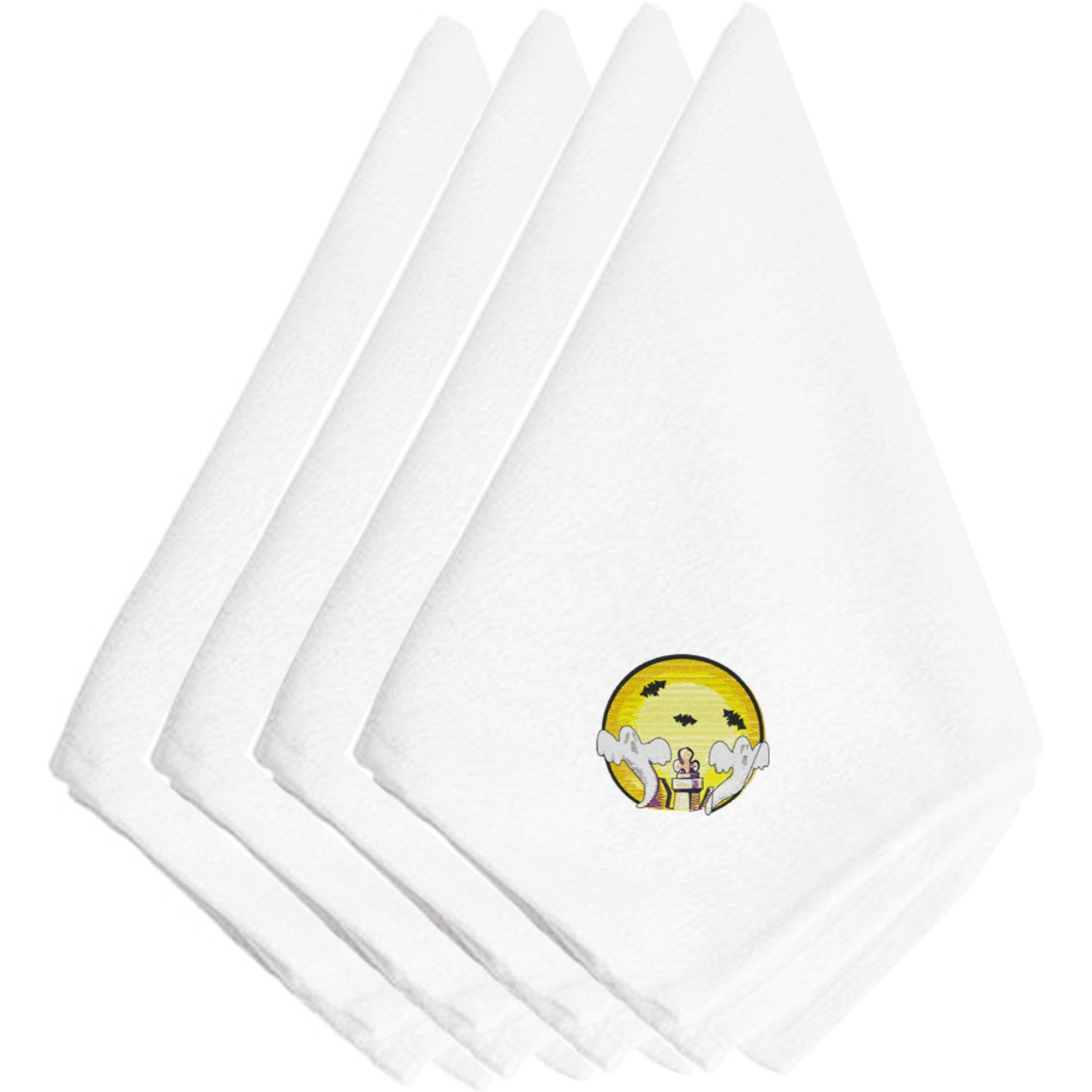 &quotCaroline's Treasures EMBT3010NPKE Halloween Graveyard Ghosts Embroidered Napkins (Set of 4), 20"", Multicolor"