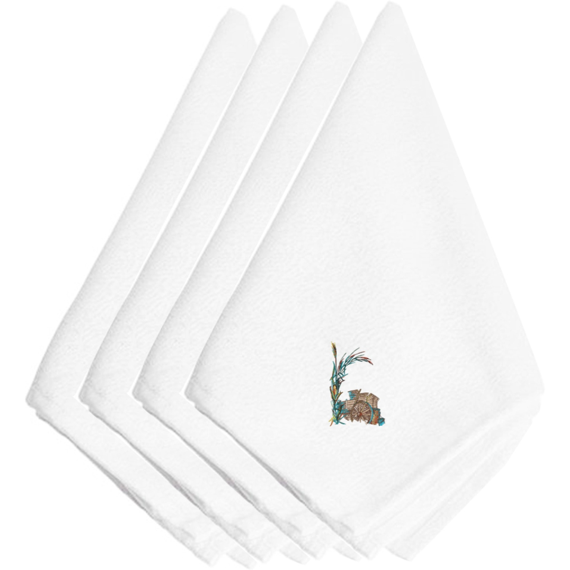 &quotCaroline's Treasures EMBT3014NPKE Fall Old Wagon Embroidered Napkins (Set of 4), 20"", Multicolor"