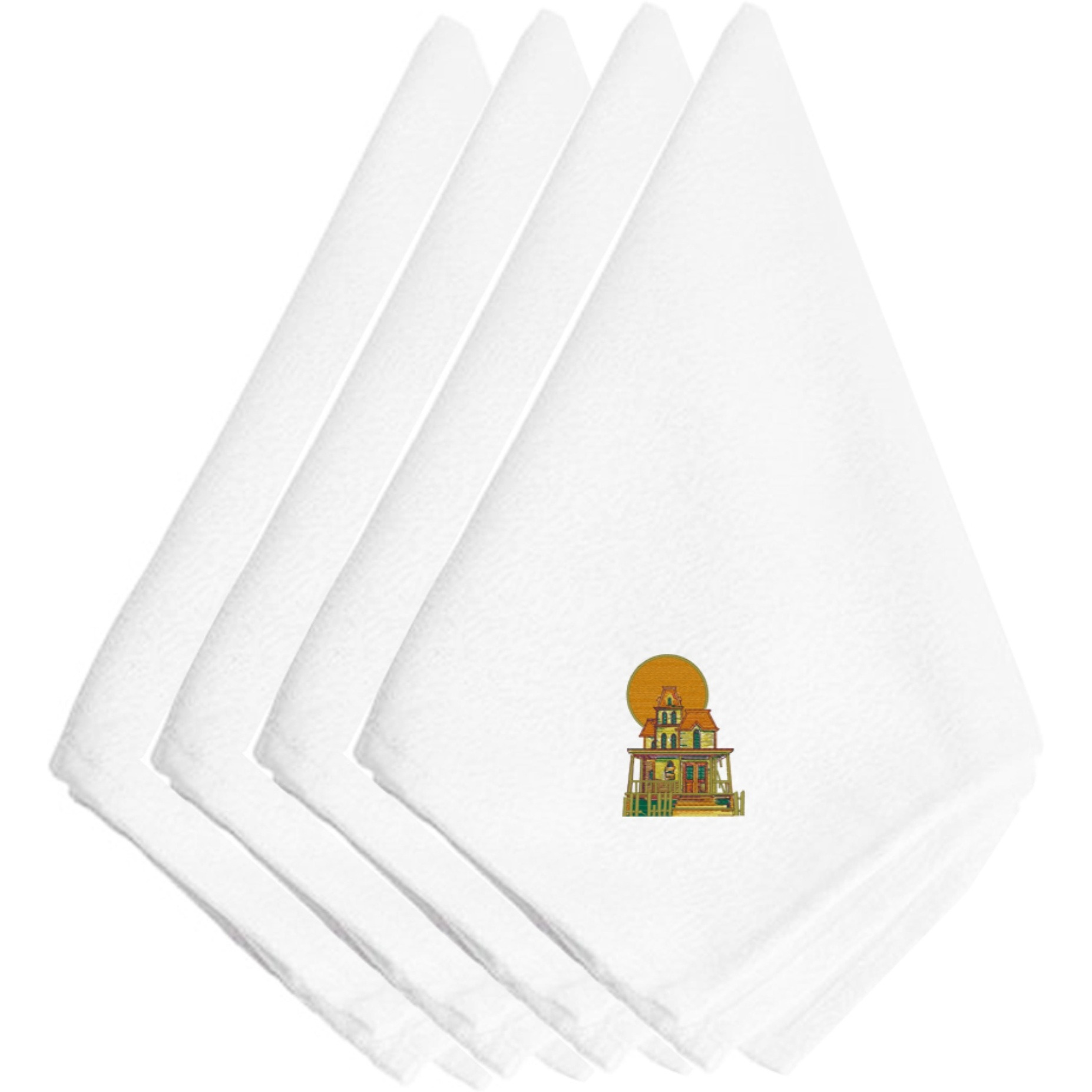 &quotCaroline's Treasures EMBT3508NPKE Halloween Haunted House Embroidered Napkins (Set of 4), 20"", Multicolor"