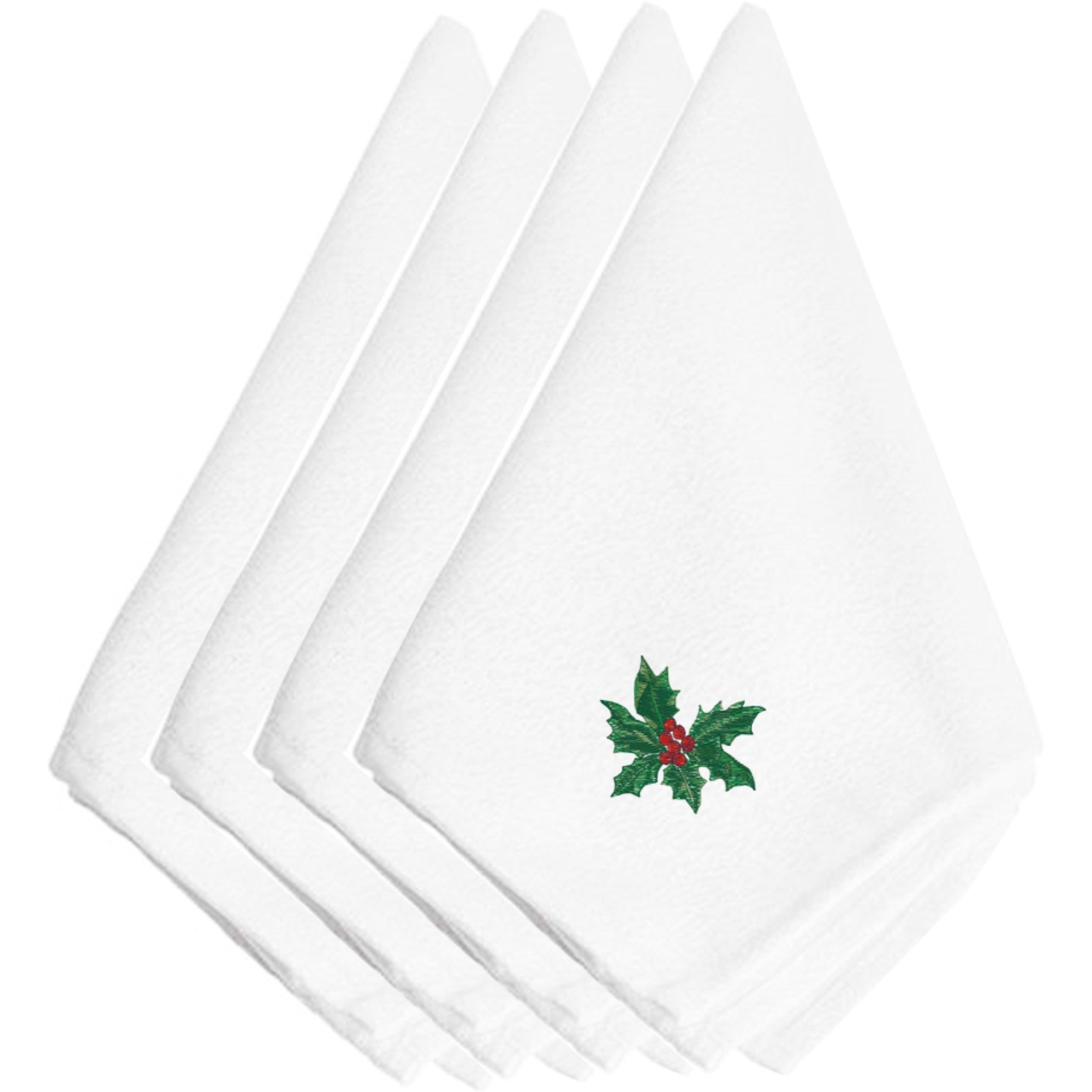 &quotCaroline's Treasures EMBT3538NPKE Christmas Holly Embroidered Napkins (Set of 4), 20"", Multicolor"
