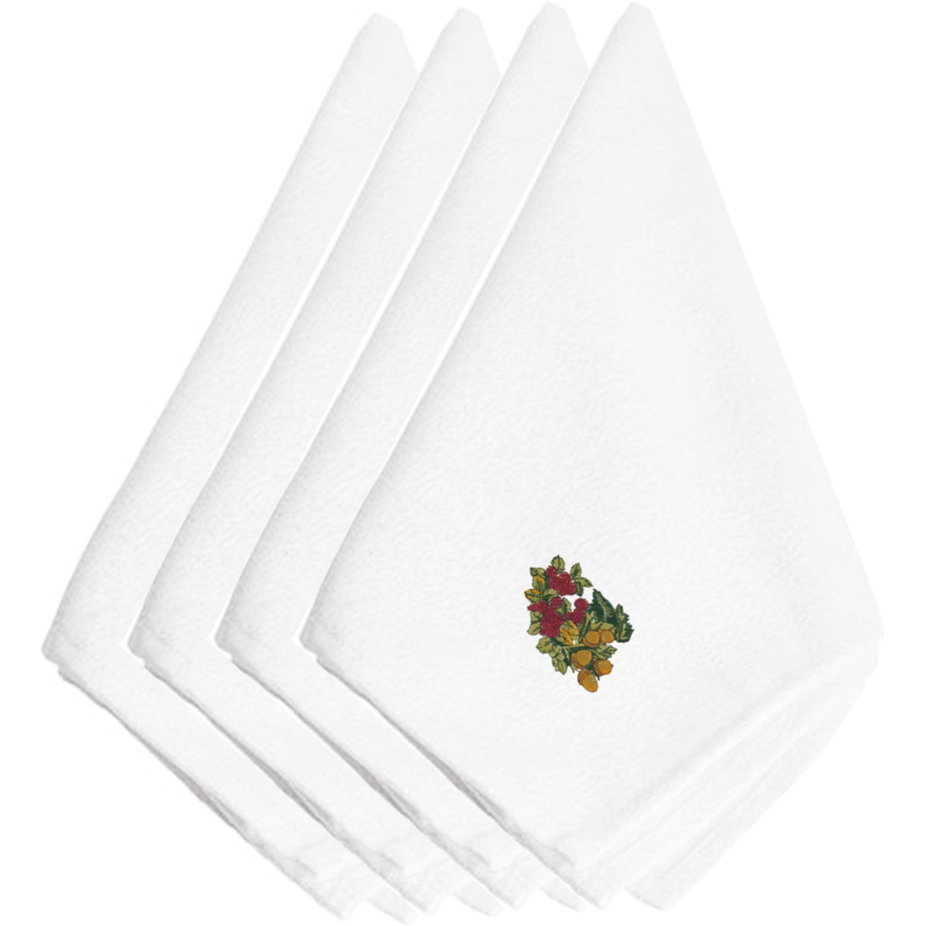 &quotCaroline's Treasures EMBT3817NPKE Fall Raspberries and Acorns Embroidered Napkins (Set of 4), 20"", Multicolor"