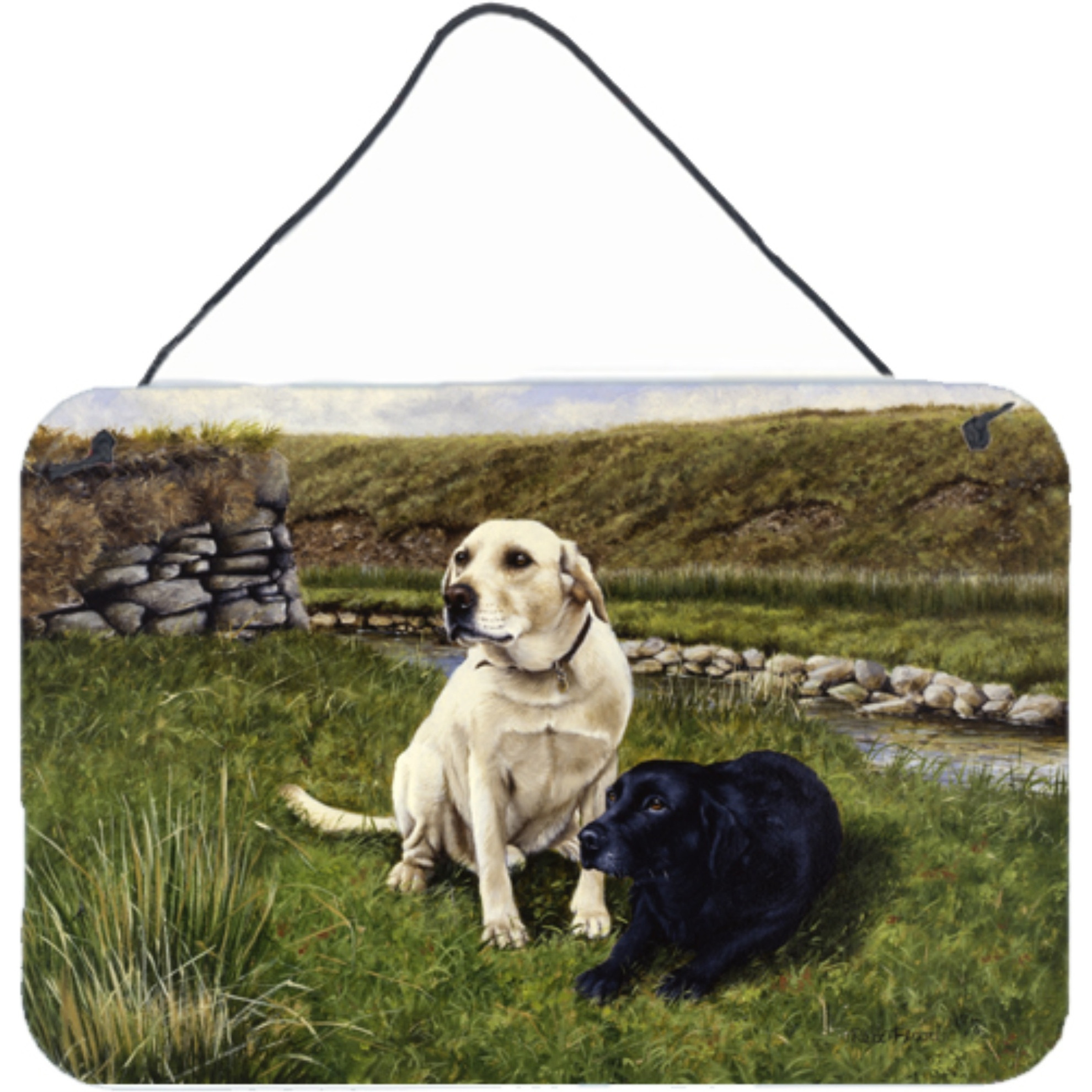 &quotCaroline's Treasures Yellow and Black Labradors Wall or Door Hanging Prints FRF0018DS812, 8"&quotH x 12"&quotW, Multicolor"