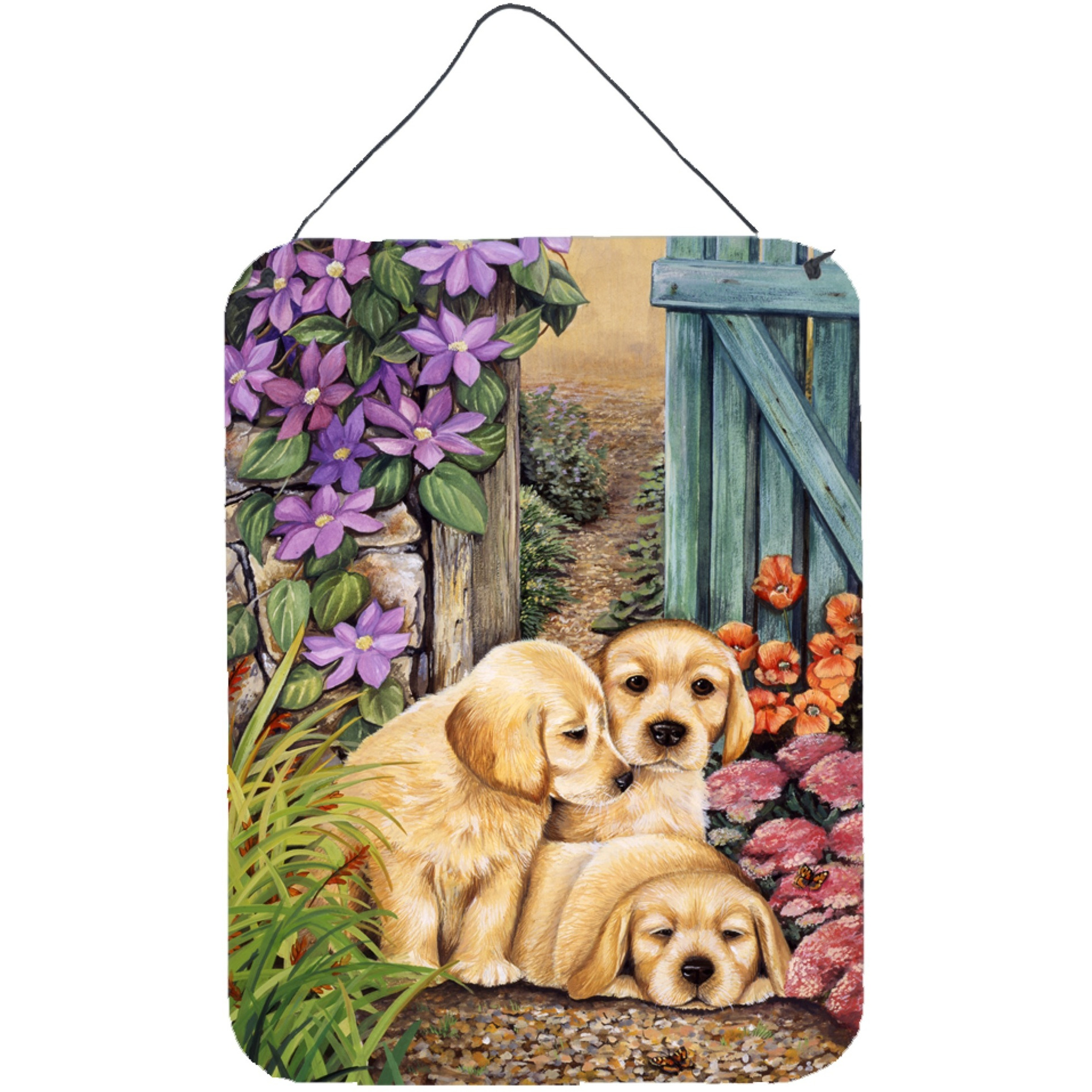 &quotCaroline's Treasures Yellow Labrador Puppies by Lesley Hallas Wall or Door Hanging Prints HLH0418DS1216, 16"&quotH x 12"&quotW, Multicolor"