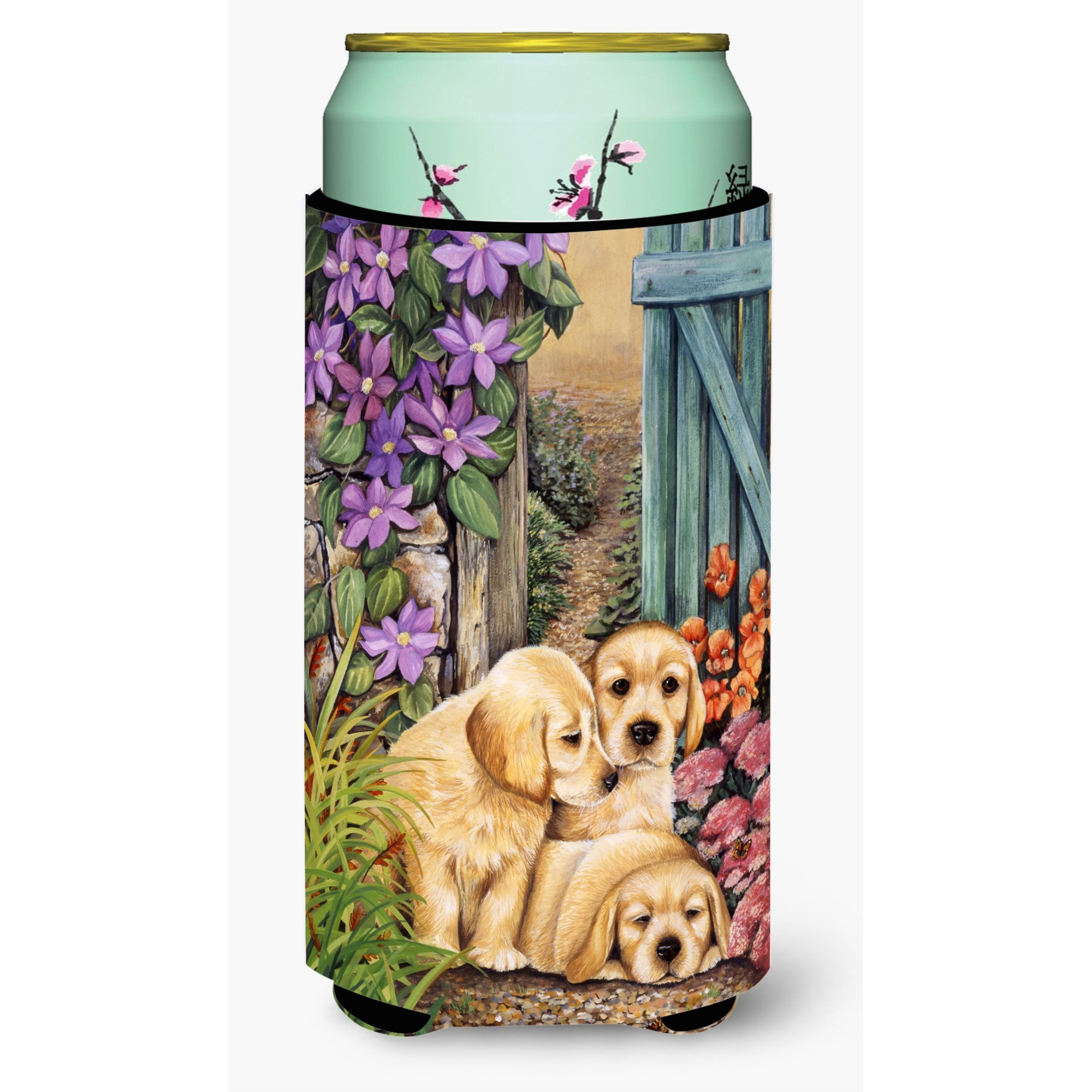 &quotCaroline's Treasures Yellow Labrador Puppies by Lesley Hallas Tall Boy Koozie Hugger, Multicolor"