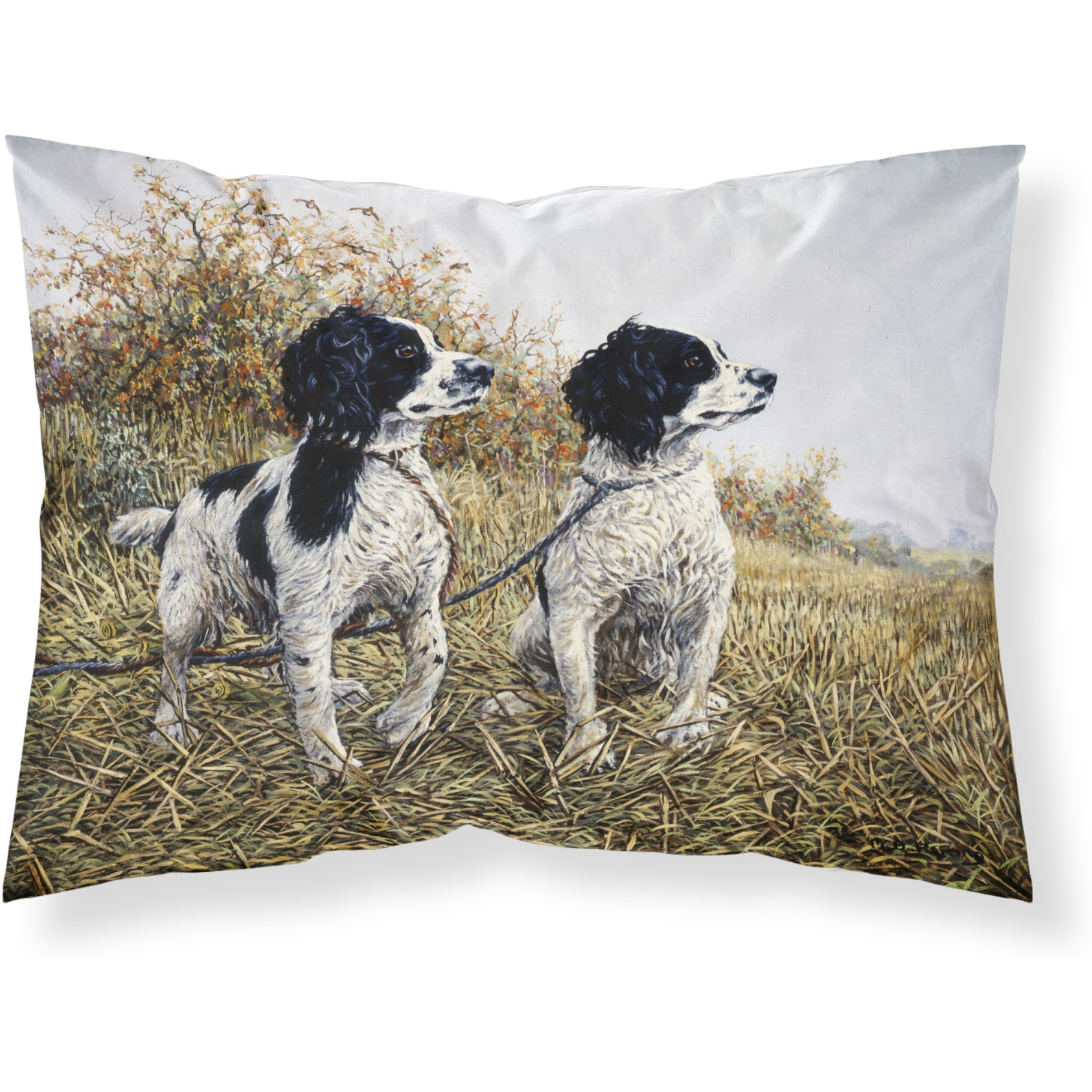 &quotCaroline's Treasures Two Springer Spaniels by Michael Herring Fabric Standard Pillowcase HMHE0001PILLOWCASE, Multicolor"