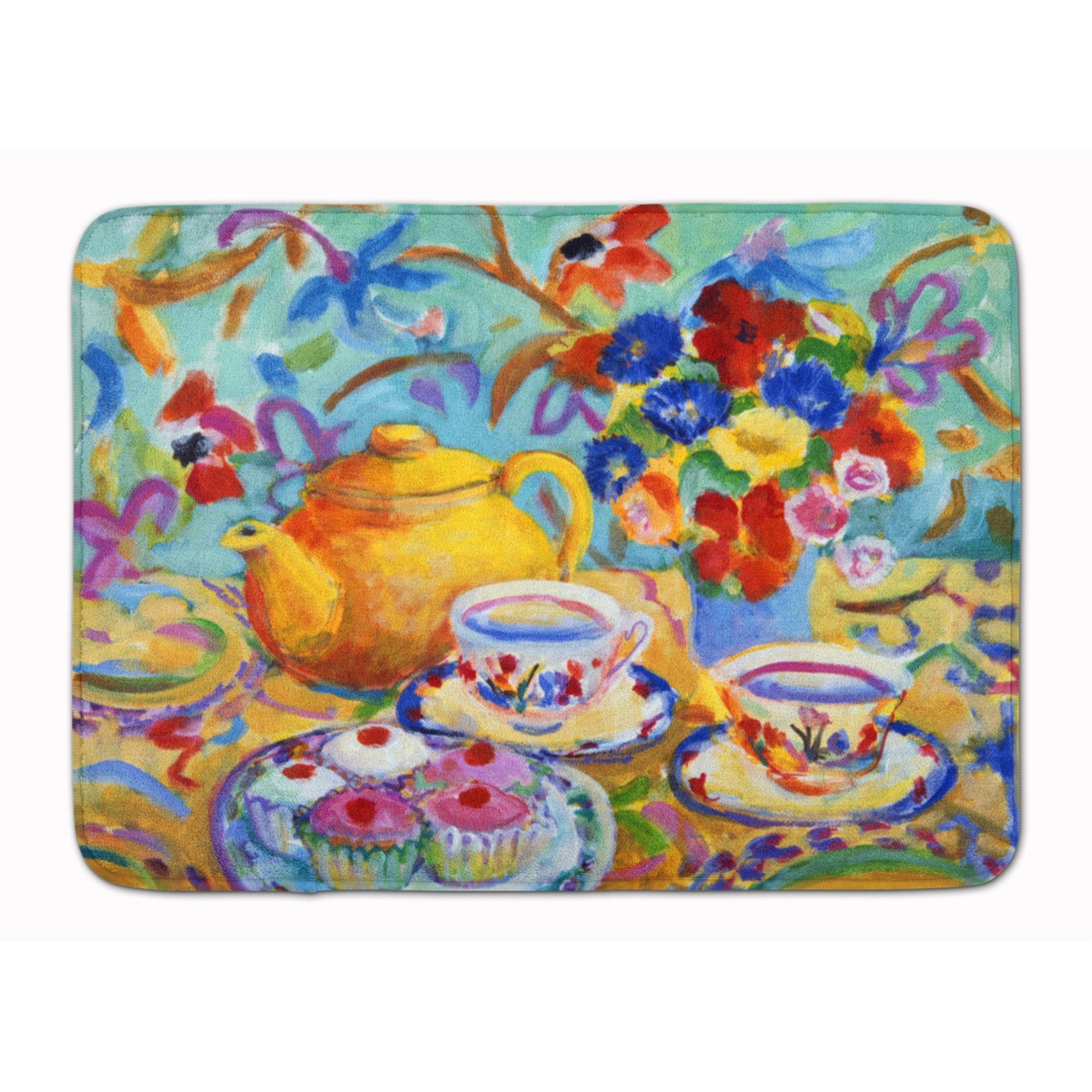 &quotCaroline's Treasures Teal Tea by Wendy Hoile Floor Mat, 19"" x 27"", Multicolor"