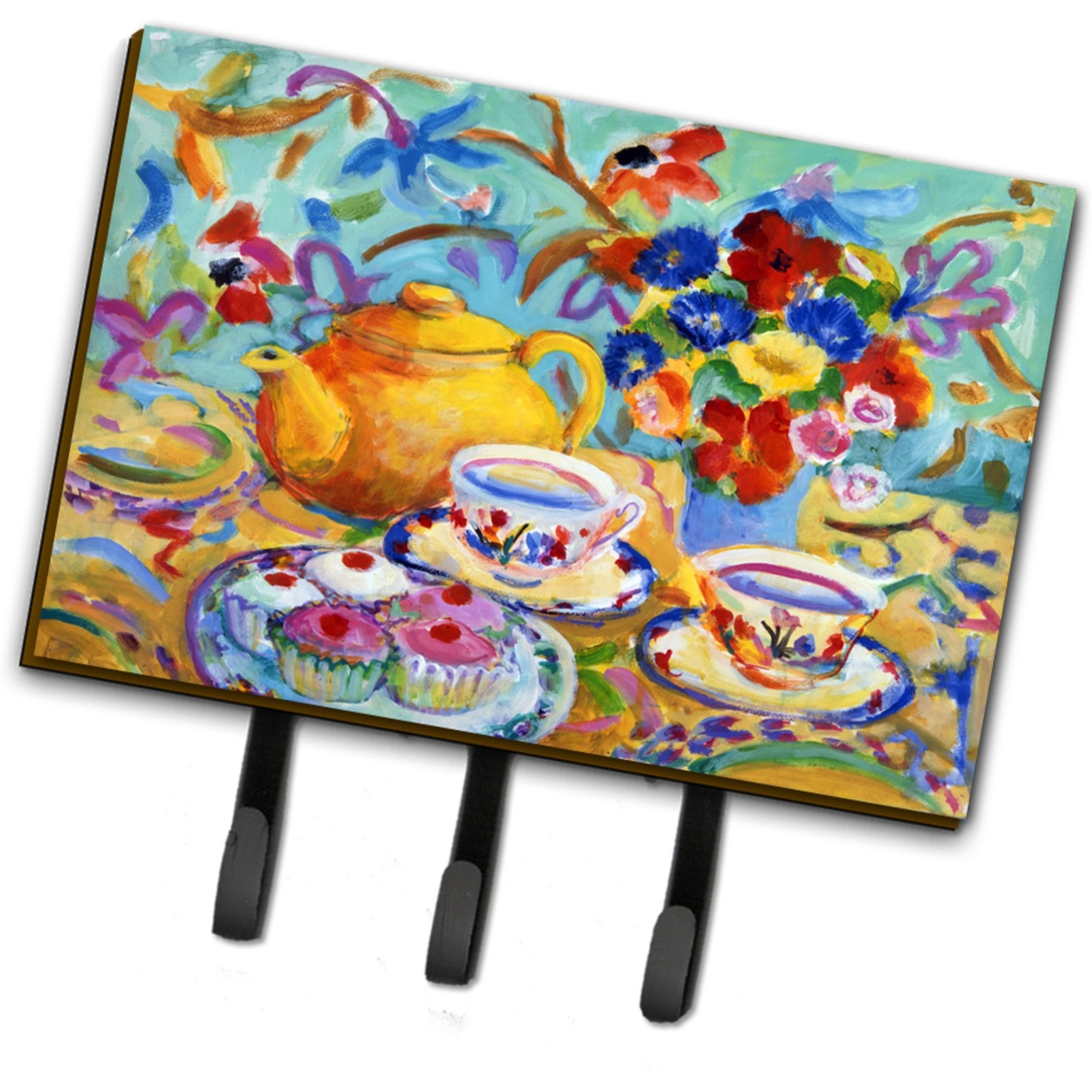 &quotCaroline's Treasures HWH0011TH68 Teal Tea by Wendy Hoile Leash or Key Holder, Large, Multicolor"
