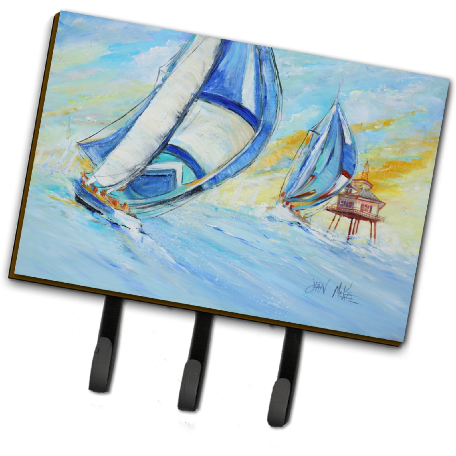 &quotCaroline's Treasures JMK1005TH68 Sailboats and Middle Bay Lighthouse Leash or Key Holder, Large, Multicolor"