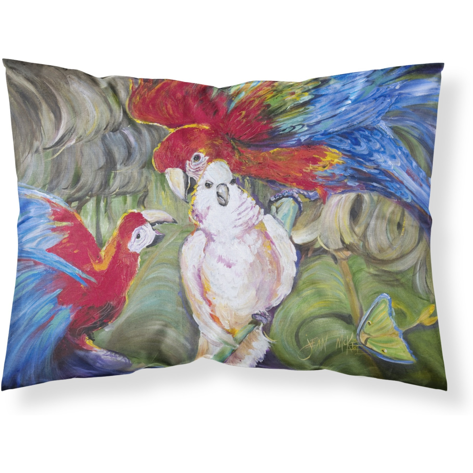 &quotCaroline's Treasures JMK1018PILLOWCASE Menage-A-Trois Parrots Fabric Standard Pillowcase, Large, Multicolor"