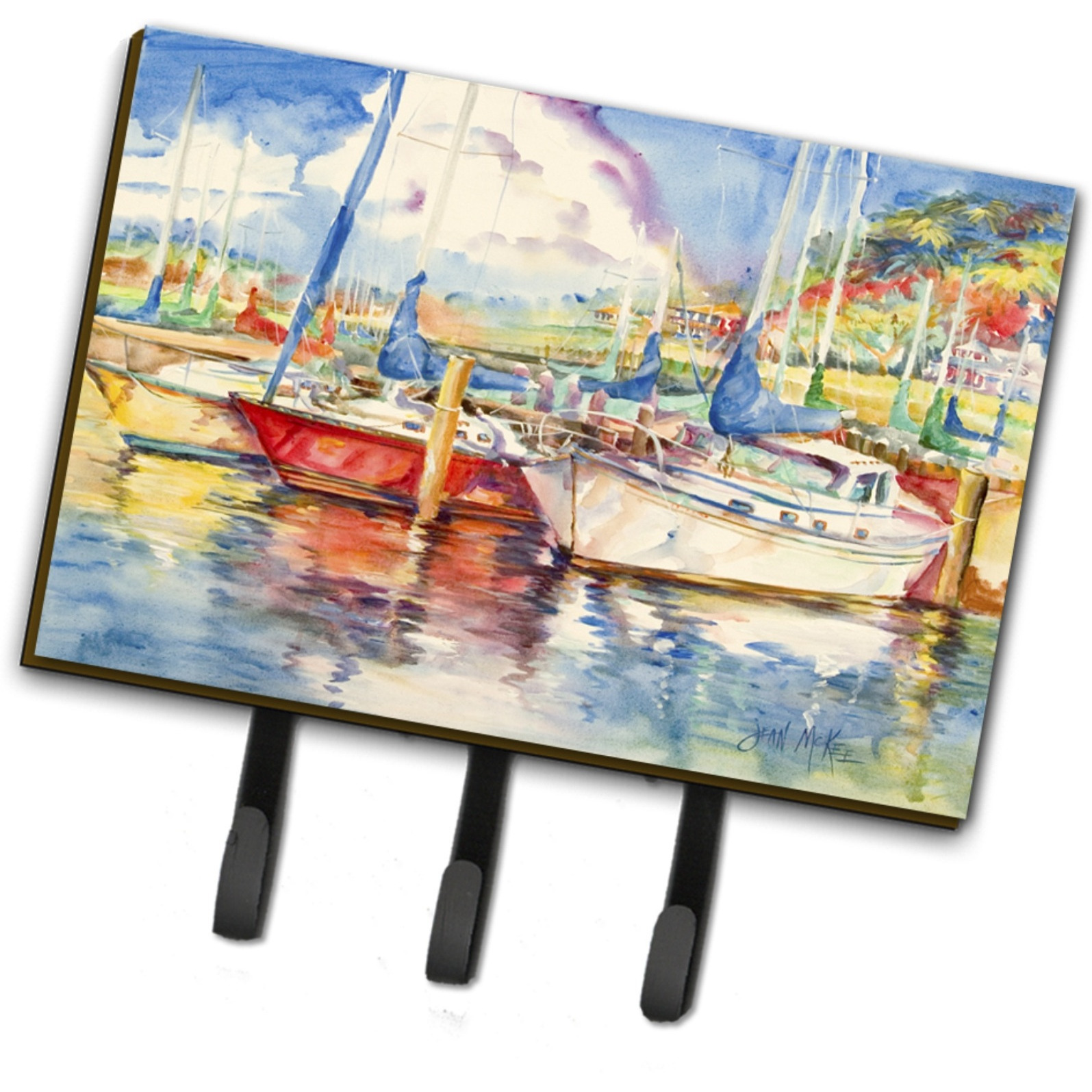 &quotCaroline's Treasures JMK1034TH68 Three Boats Sailboats Leash or Key Holder, Large, Multicolor"