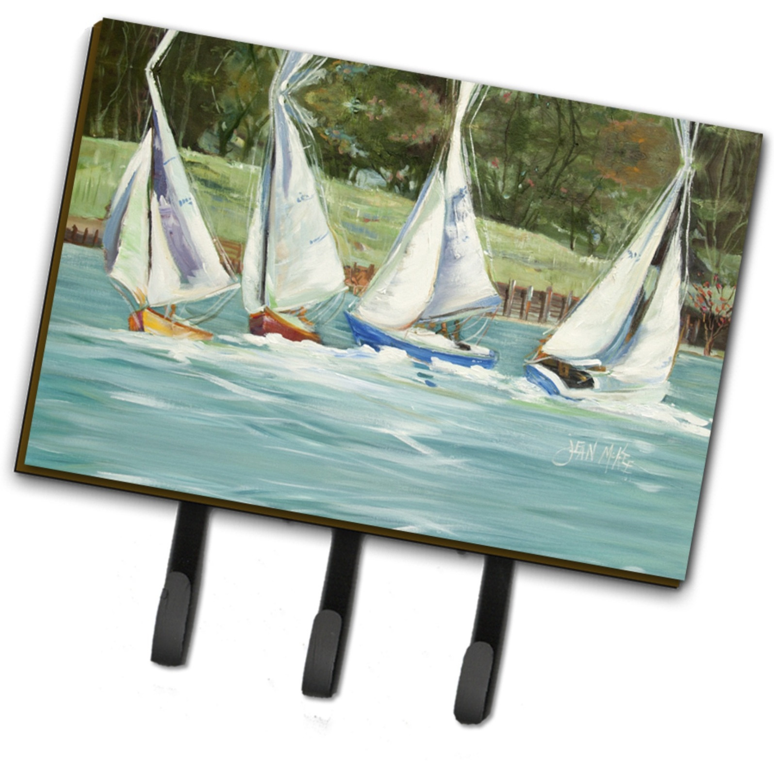 &quotCaroline's Treasures JMK1035TH68 Sailboats on The Bay Leash or Key Holder, Large, Multicolor"