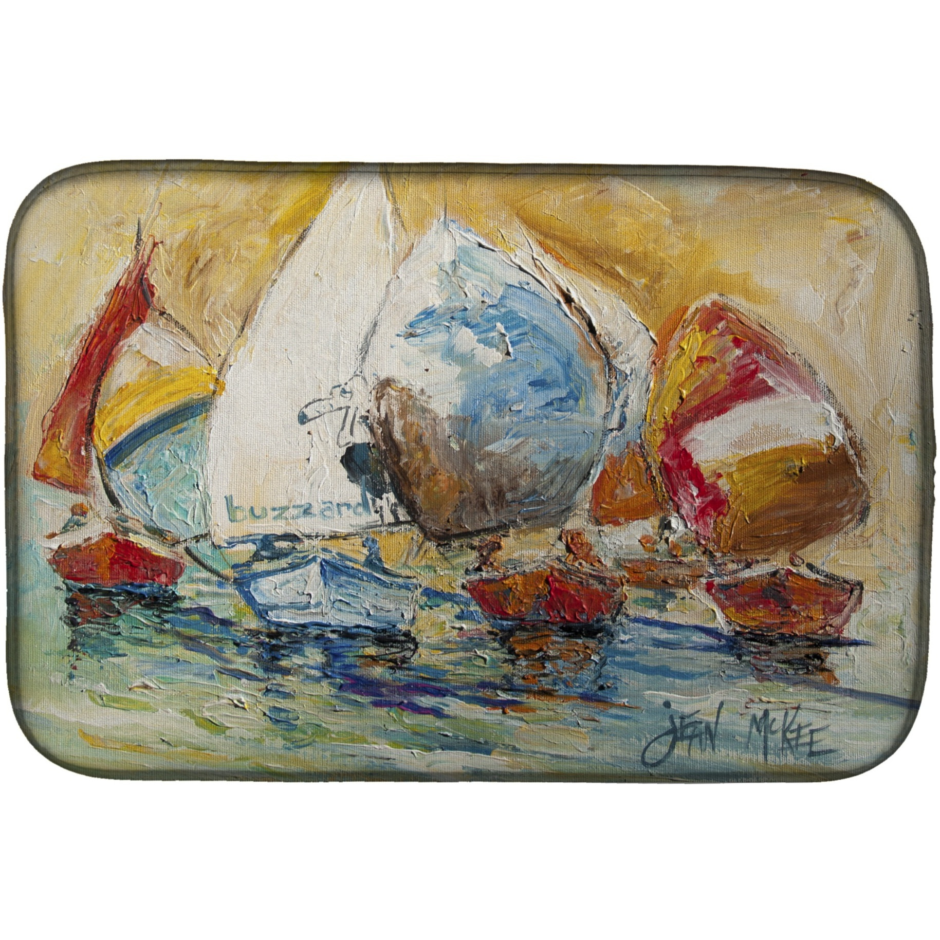 &quotCaroline's Treasures Buzzards Sailboat Race Dish Drying Mat, 14 x 21"