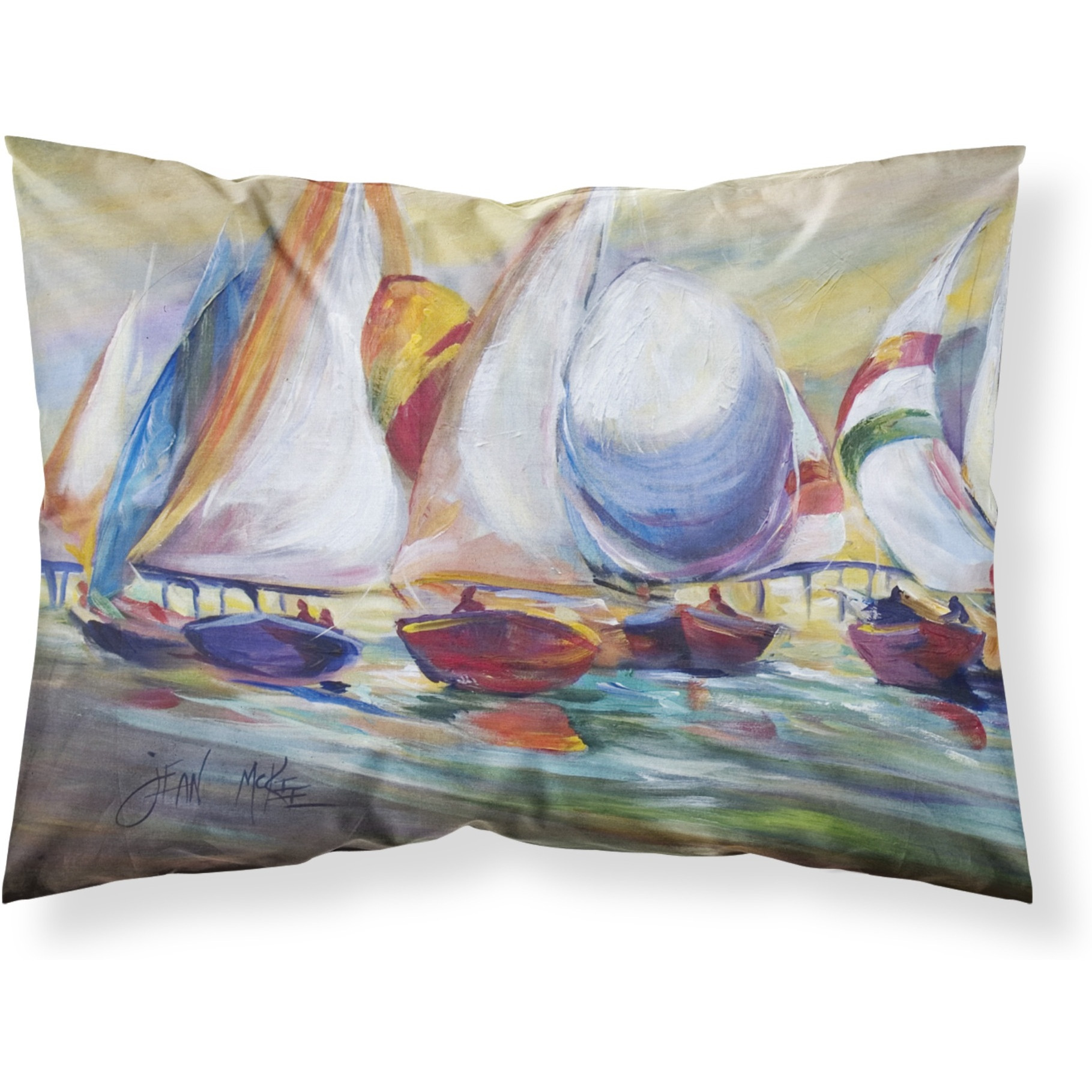 &quotCaroline's Treasures JMK1040PILLOWCASE Sailboat Race In Dauphin Island Fabric Standard Pillowcase, Large, Multicolor"