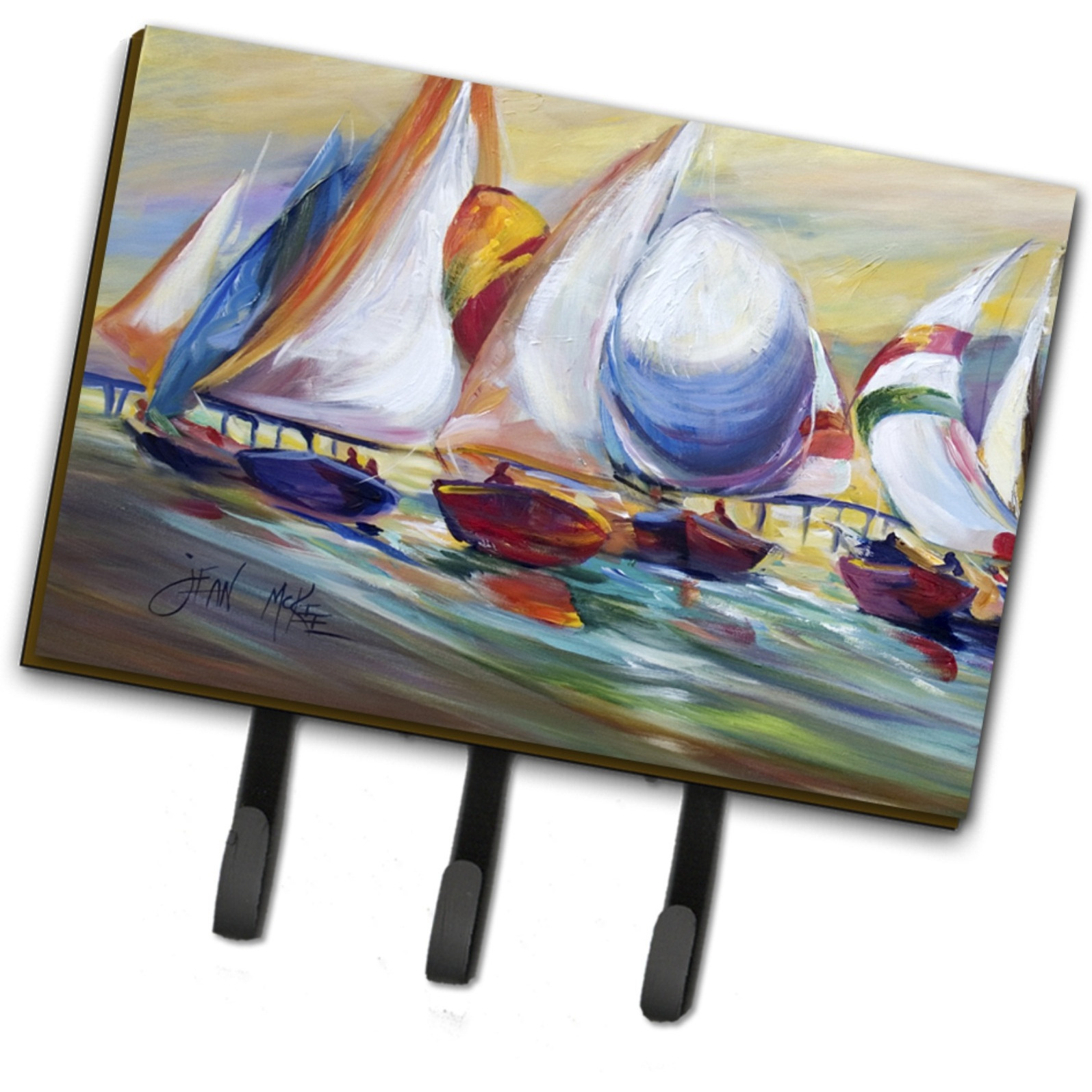 &quotCaroline's Treasures JMK1040TH68 Sailboat Race In Dauphin Island Leash or Key Holder, Large, Multicolor"