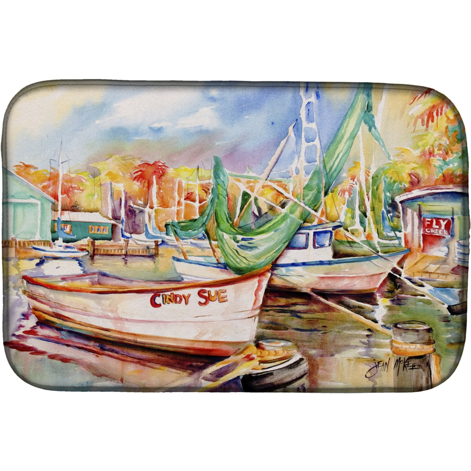 &quotCaroline's Treasures Sailboat Cindy Sue Dish Drying Mat, 14"" x 21"""