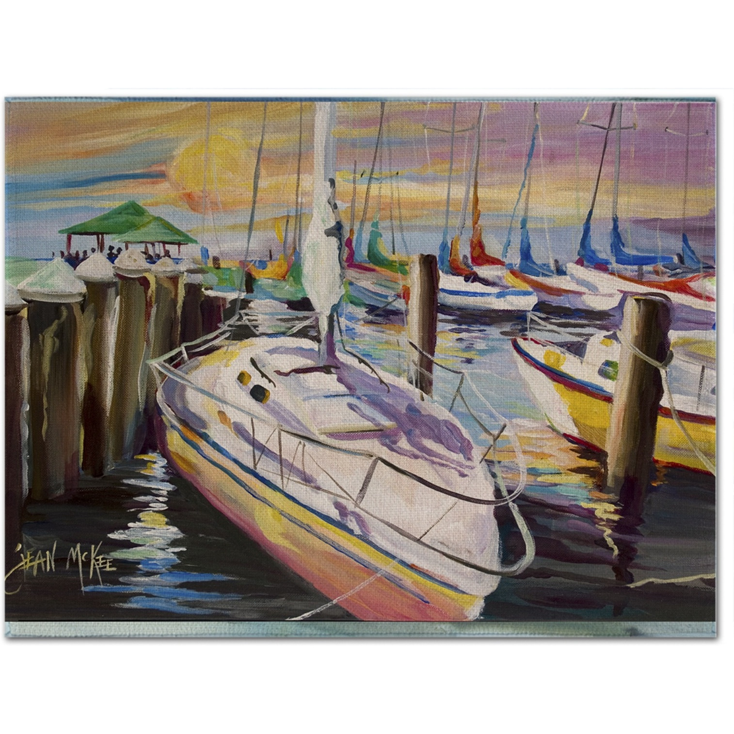 &quotCaroline's Treasures JMK1044PLMT Sailboats At The Fairhope Yacht Club Docks Fabric Placemat, Multicolor"