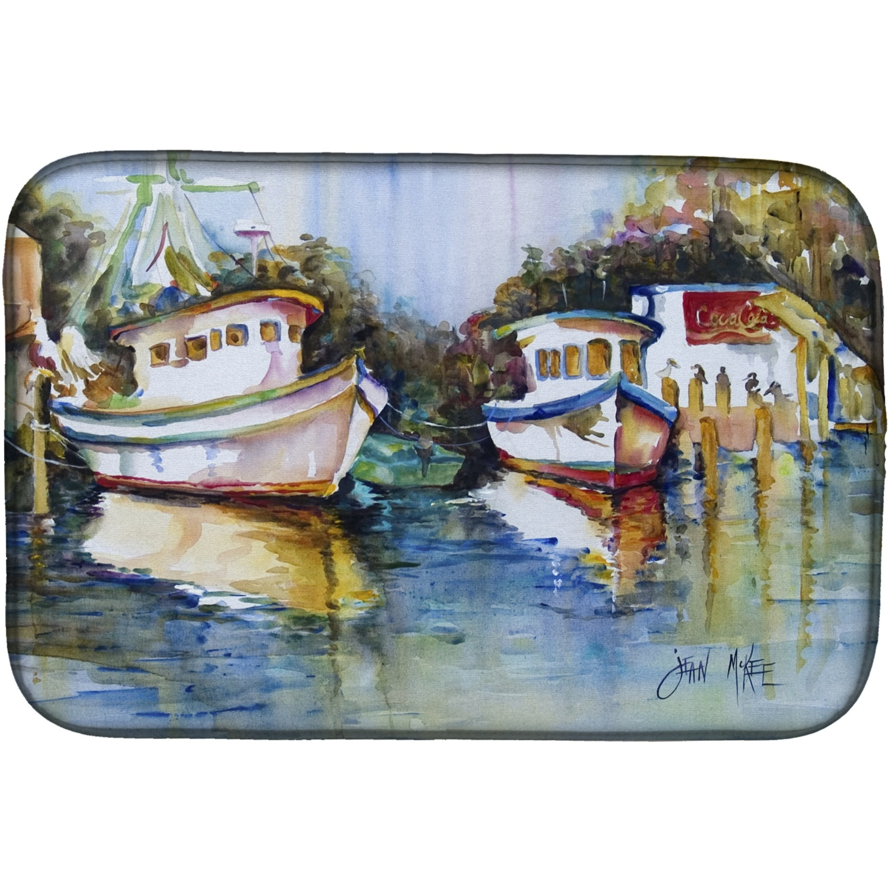 &quotCaroline's Treasures Fly Creek Fish Market Dish Drying Mat, 14"" x 21"""